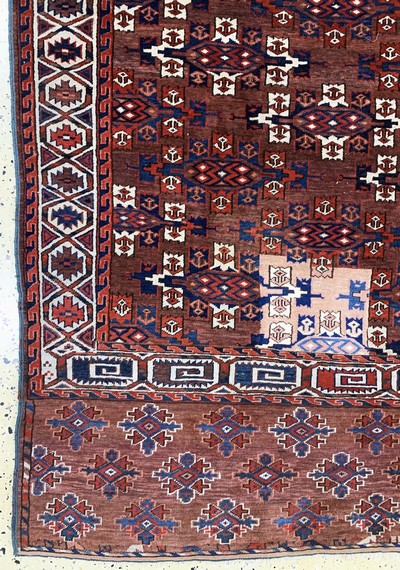 27111040b - Yomud´Hauptteppich´antik, Turkmenistan, 19.Jhd, Wolle auf Wolle, ca. 294 x 172 cm, EHZ: ...