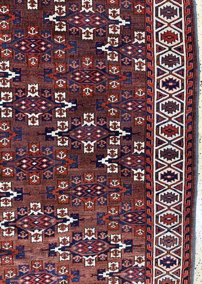 27111040d - Yomud´Hauptteppich´antik, Turkmenistan, 19.Jhd, Wolle auf Wolle, ca. 294 x 172 cm, EHZ: ...