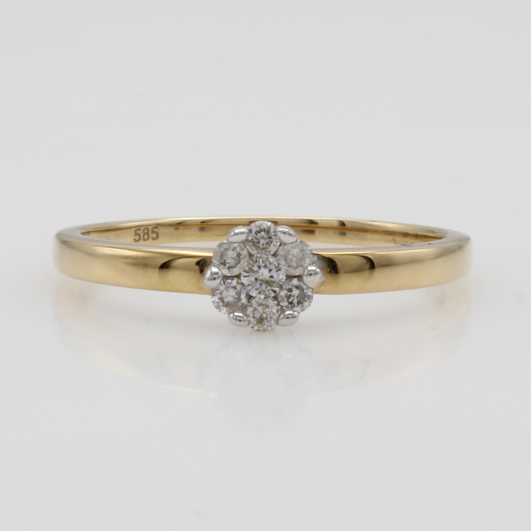 Image 27111156 - Ring mit Brillanten, GG 585/000, 7 Brill. in Blütenform gef. zus. ca. 0.25 ct Weiß/p2, ...