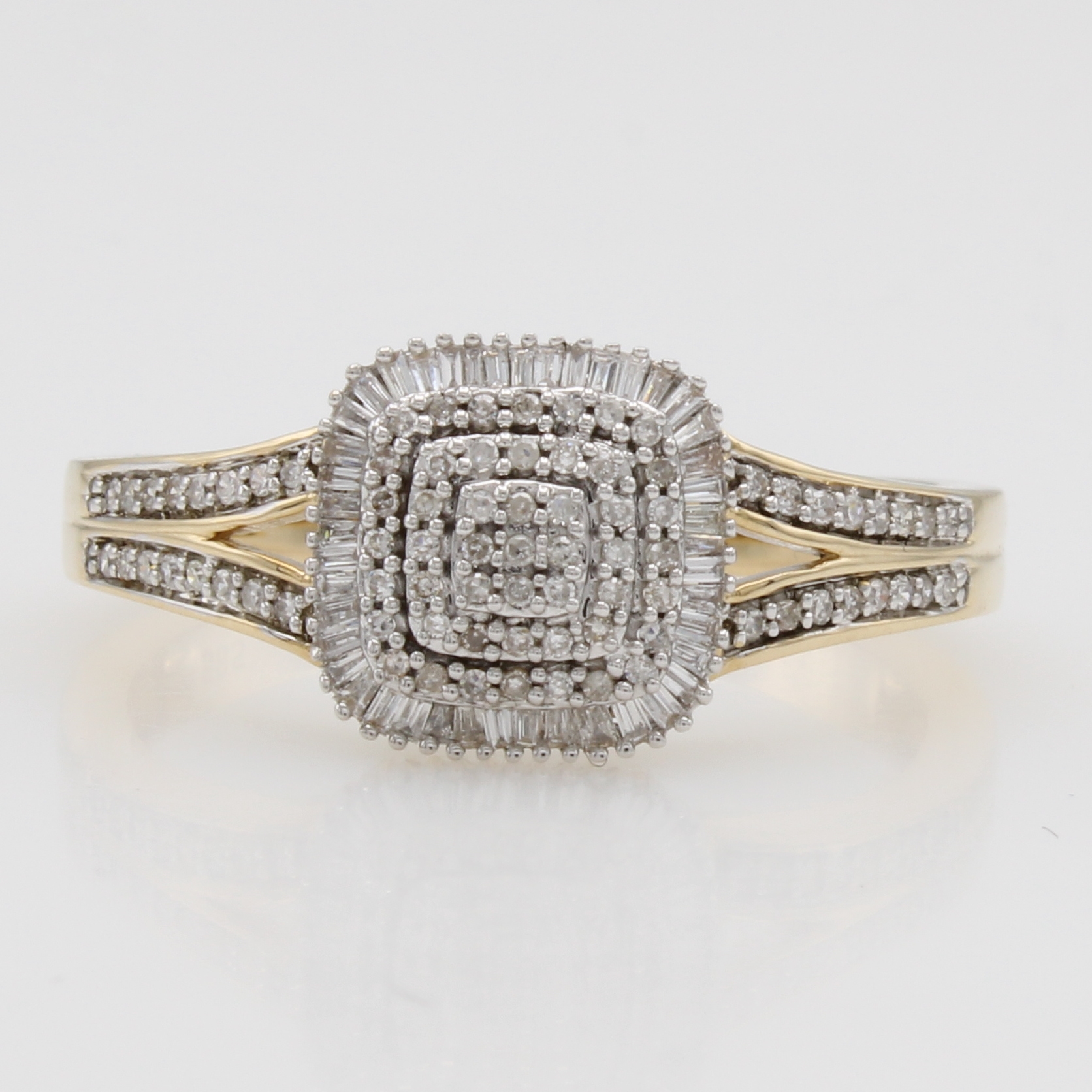 Image 27111229 - Ring mit Diamanten, GG 585/000 z.T. rhod., 8/8 Diam. u. Diamantbaguettes zus. ca. 0.40 ...