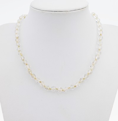 27111421a - Bergkristall-Collier mit 14 kt Gold Schließe, Idar-Oberstein, um 1900, facett. ...