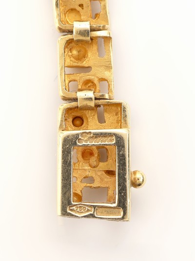 27111564d - 18 kt Gold Farbstein-Brillant-Collier, GG 750/000, abstrakt geometrisches Design, 43 ...