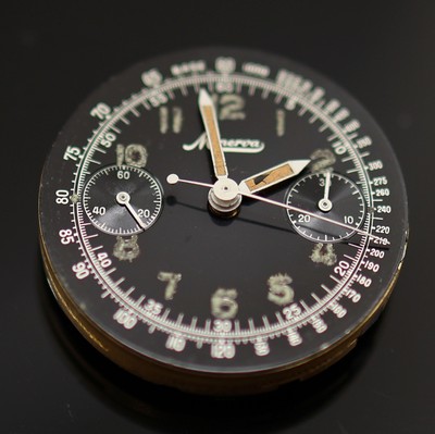 27111830e - MINERVA seltener Kaliber 13-20 Schaltradchronograph in Stahl mit schwarzem original ...