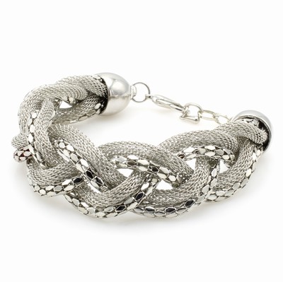 Image Geflochtenes Armband ´Milanaise´, z.T. rhod.Karabinerschl., in L. ca. 20-23 cm tragbar