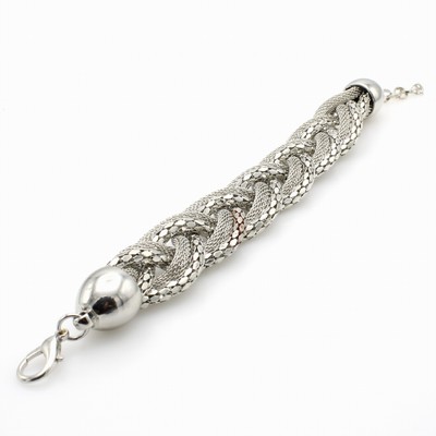 27111890a - Geflochtenes Armband ´Milanaise´, z.T. rhod.Karabinerschl., in L. ca. 20-23 cm tragbar