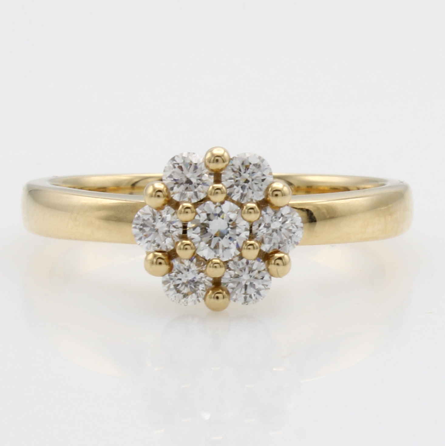 Image 27111960 - Ring mit Brillanten, GG 585/000, 7 Brill. blütenförm. anges. zus. ca. 0.50 ct Weiß/p, ...