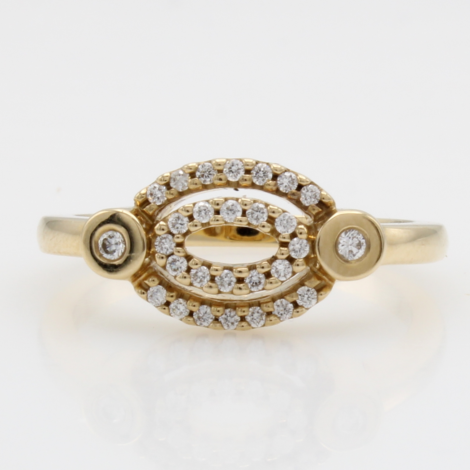 Image 27111962 - Ring mit Brillanten, GG 585/000, 2 Brill. in Zargenf. u. 26 Brill. in navetteförm. ...