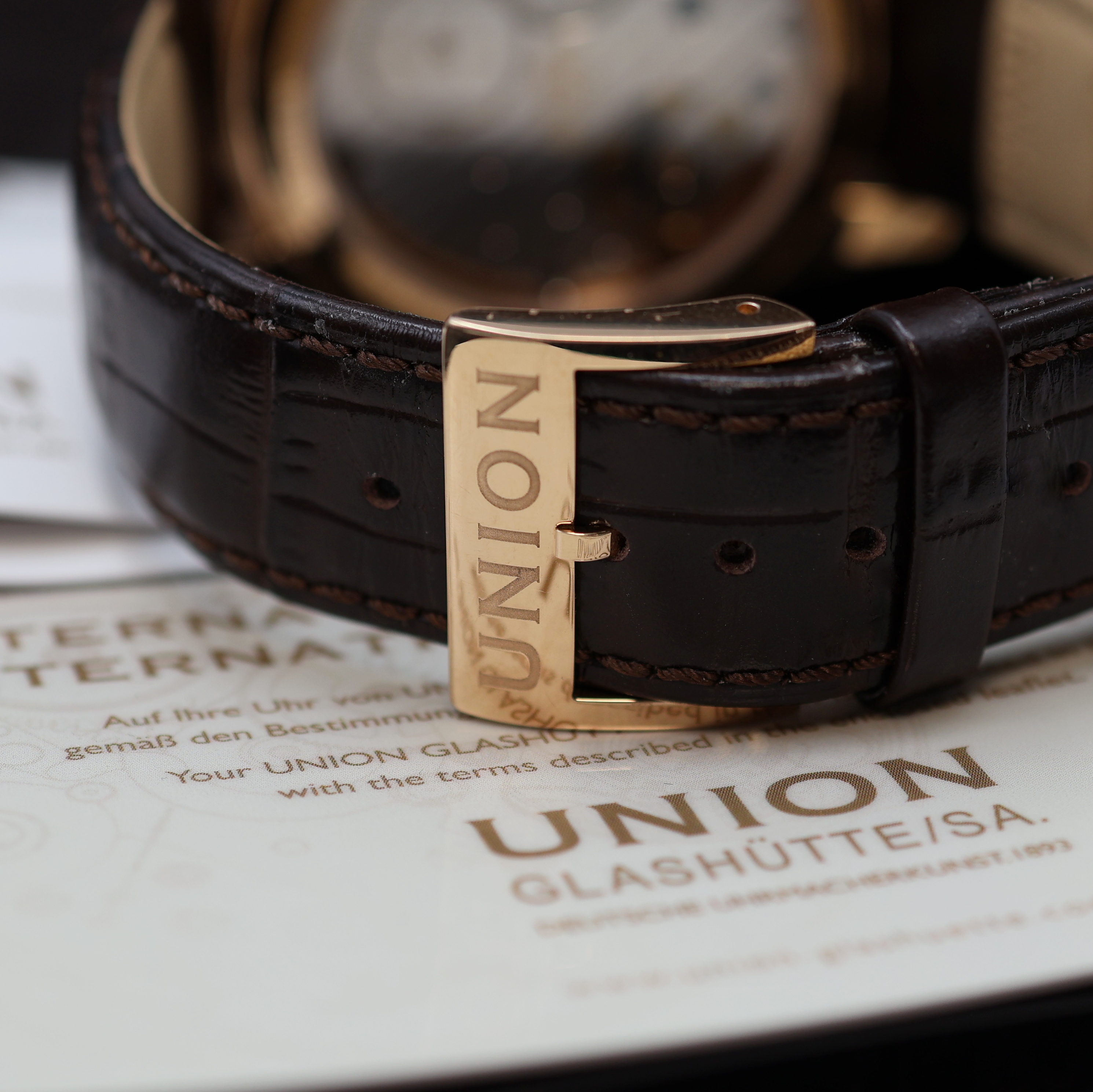 Detail c: UNION GLASHÜTTE auf 126 Stück limitierte Herrenarmbanduhr Johannes Dürrstein Edition in RoseG 750/000 Referenz D903.458A, Deutschland um 2019, ...