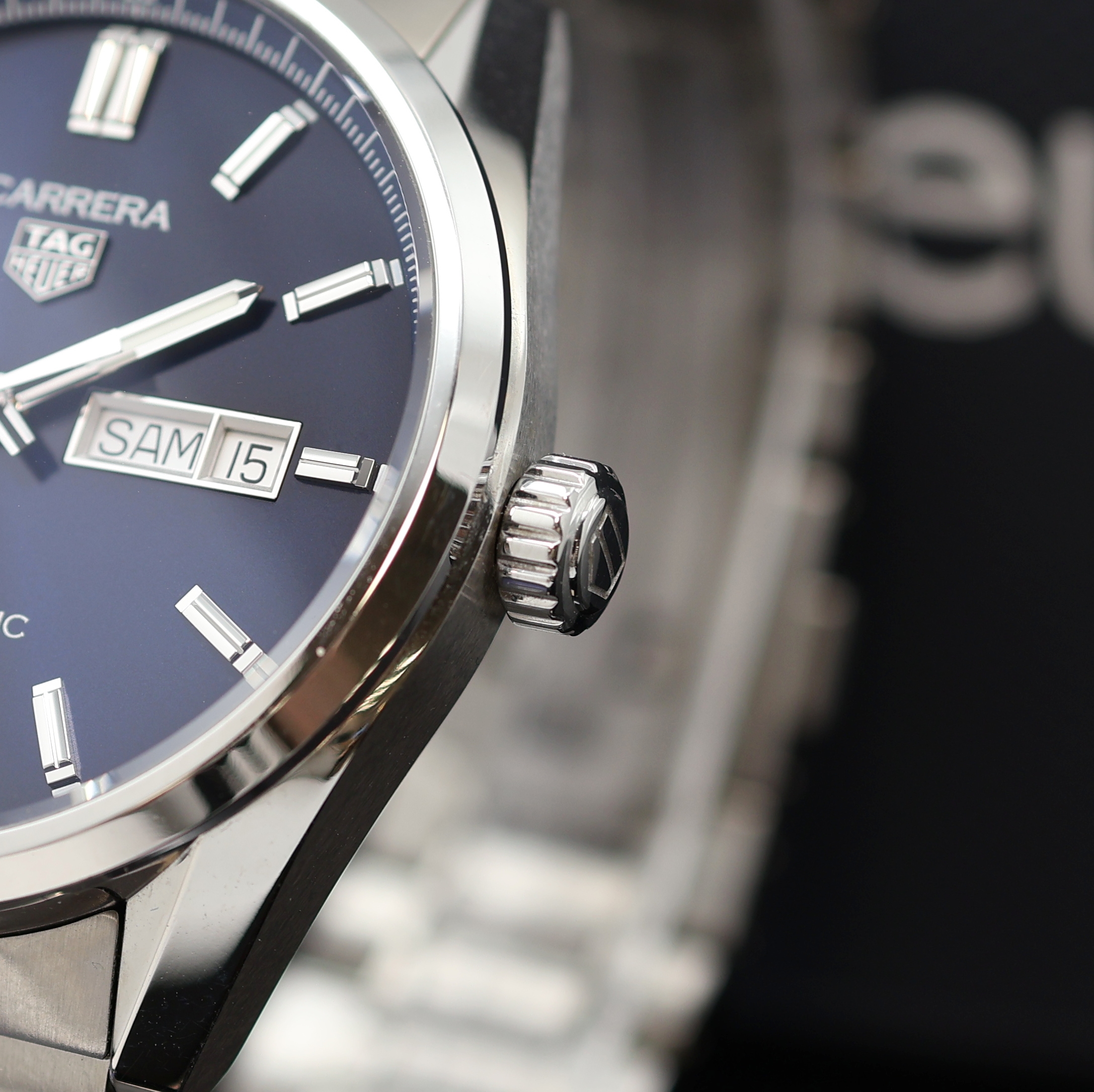 Detail b: TAG HEUER Carrera Calibre 5 Herrenarmbanduhr Referenz WBN2012, Schweiz verk. lt. beil. Pap. 08/2023, Automatik, beids. vergl. Edelstahlgeh. inkl. ...