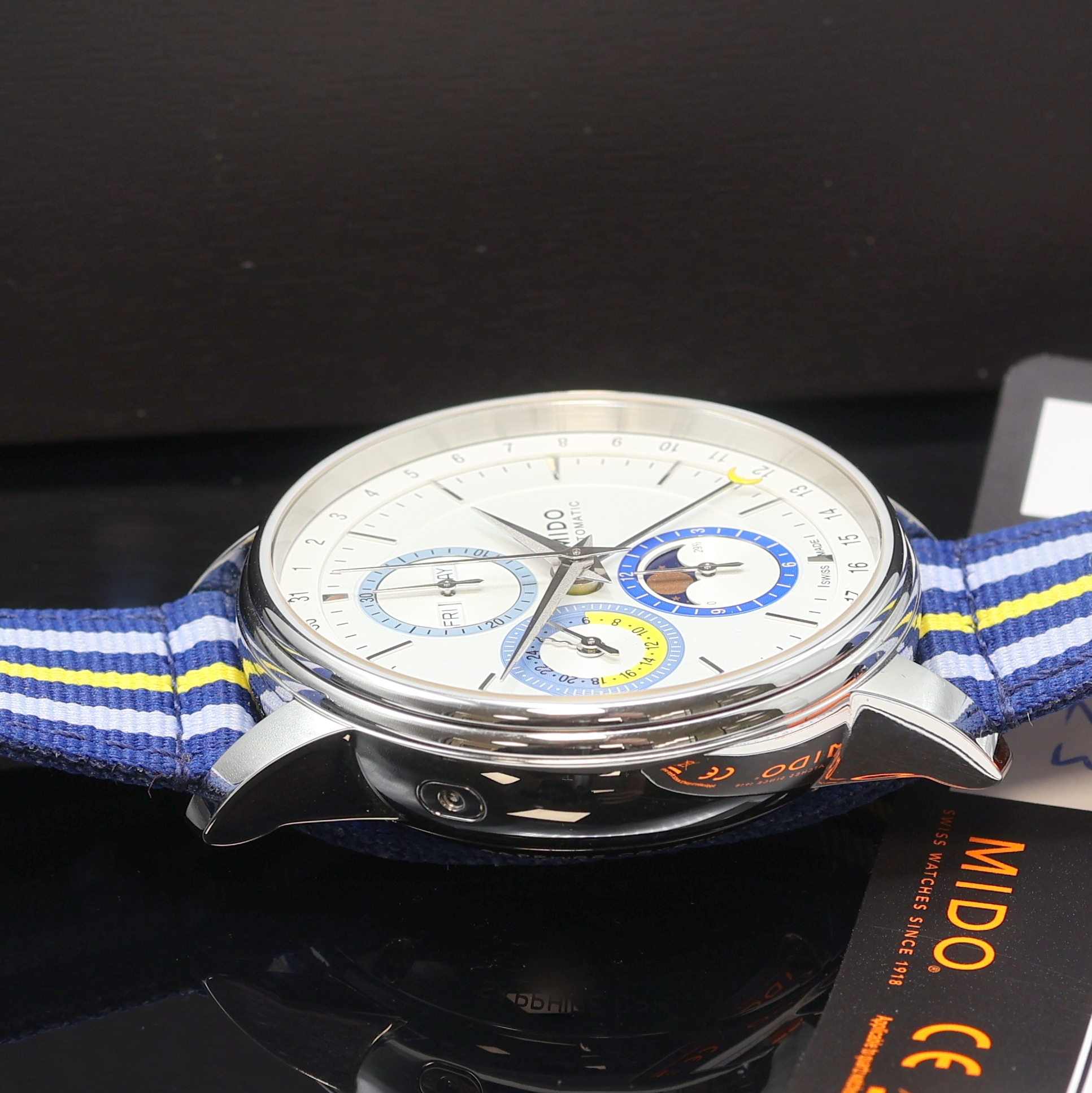 Detail d: MIDO Baroncelli Moonphase Armbandchronograph Referenz M027.625.17.031.00, Automatik, beids. vergl. Edelstahlgeh. inkl. orig. Textilband m. orig. ...