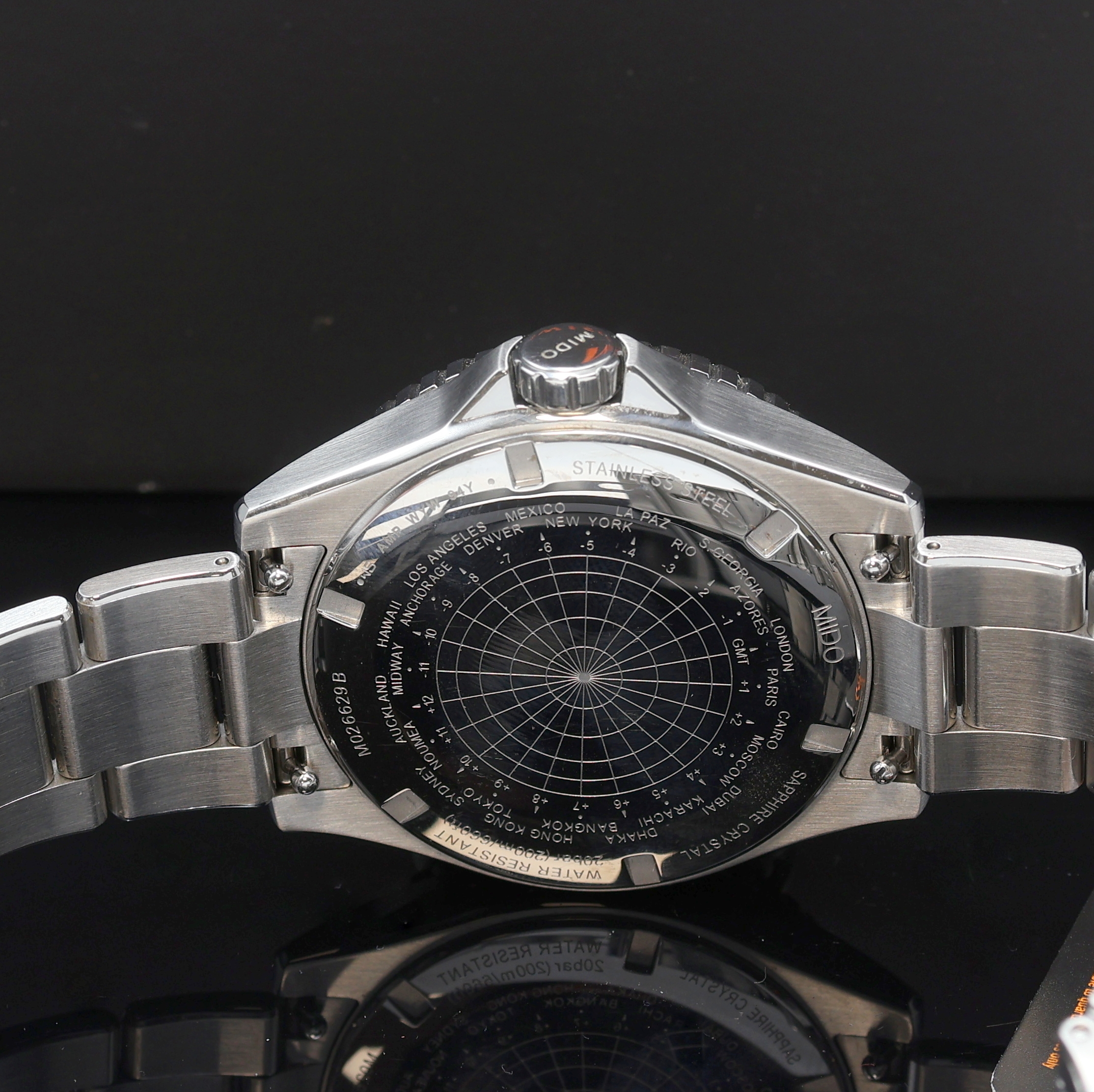 Detail d: MIDO Ocean Star GMT Herrenarmbanduhr Referenz M026.629B, Schweiz um 2022, Automatik, Edelstahlgeh. inkl. orig. Gliederband m. Faltschl., Boden m. ...