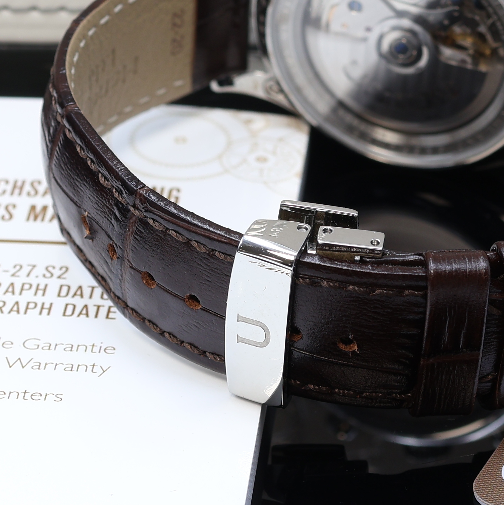 Detail b: UNION GLASHÜTTE Noramis Armbandchronograph Referenz D012.427.16.037.01, Automatik, beids. vergl. Edelstahlgeh. inkl. orig. Lederband m. dopp. ...