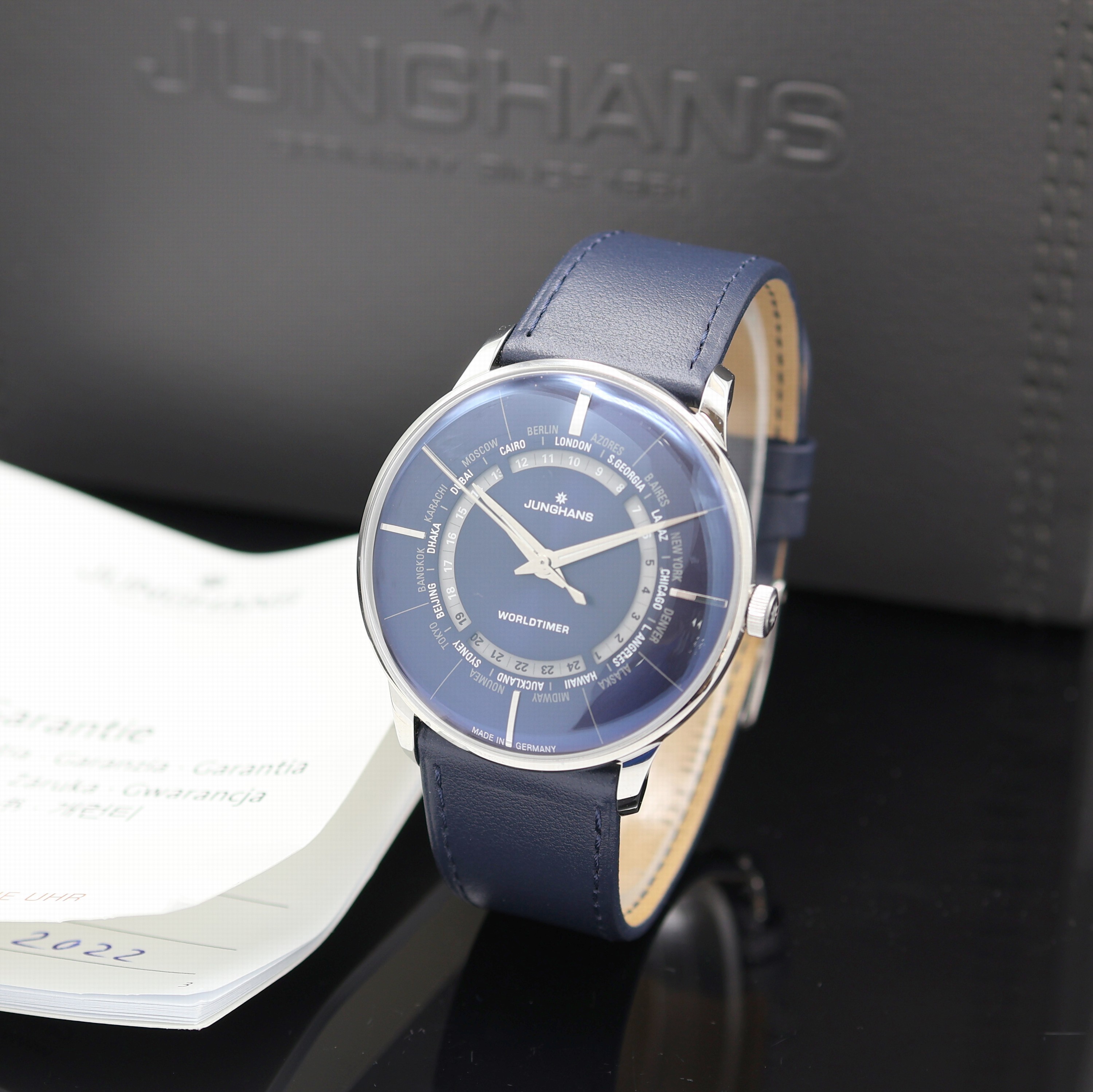 Image 27112107 - JUNGHANS Meister Worldtimer Herrenarmbanduhr Referenz 27/3010, Automatik, Edelstahlgeh. ...