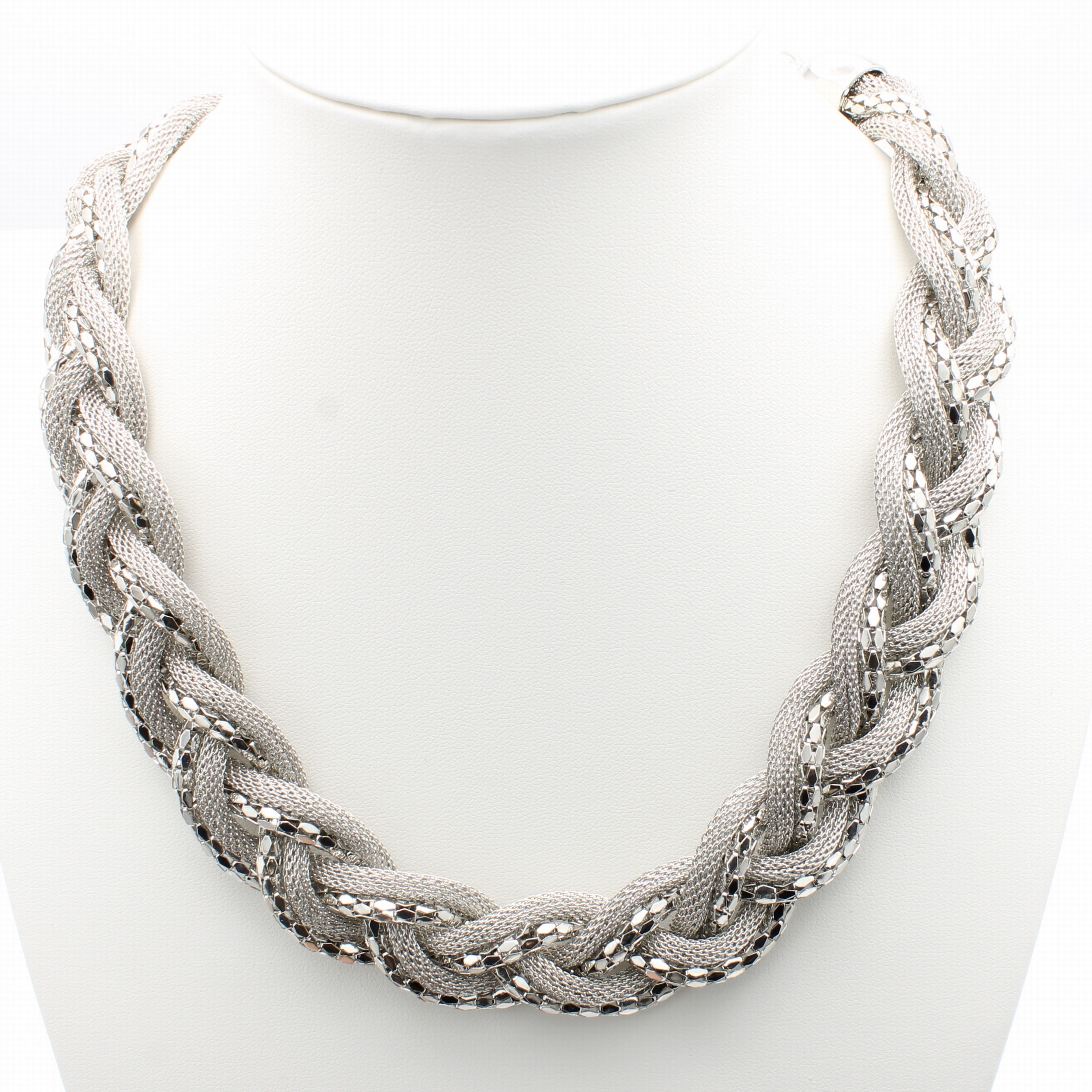 Image 27112133 - Geflochtenes Collier ´Milanaise´, z.T. rhod.Karabinerschl., in L. ca. 49-55 cm tragbar