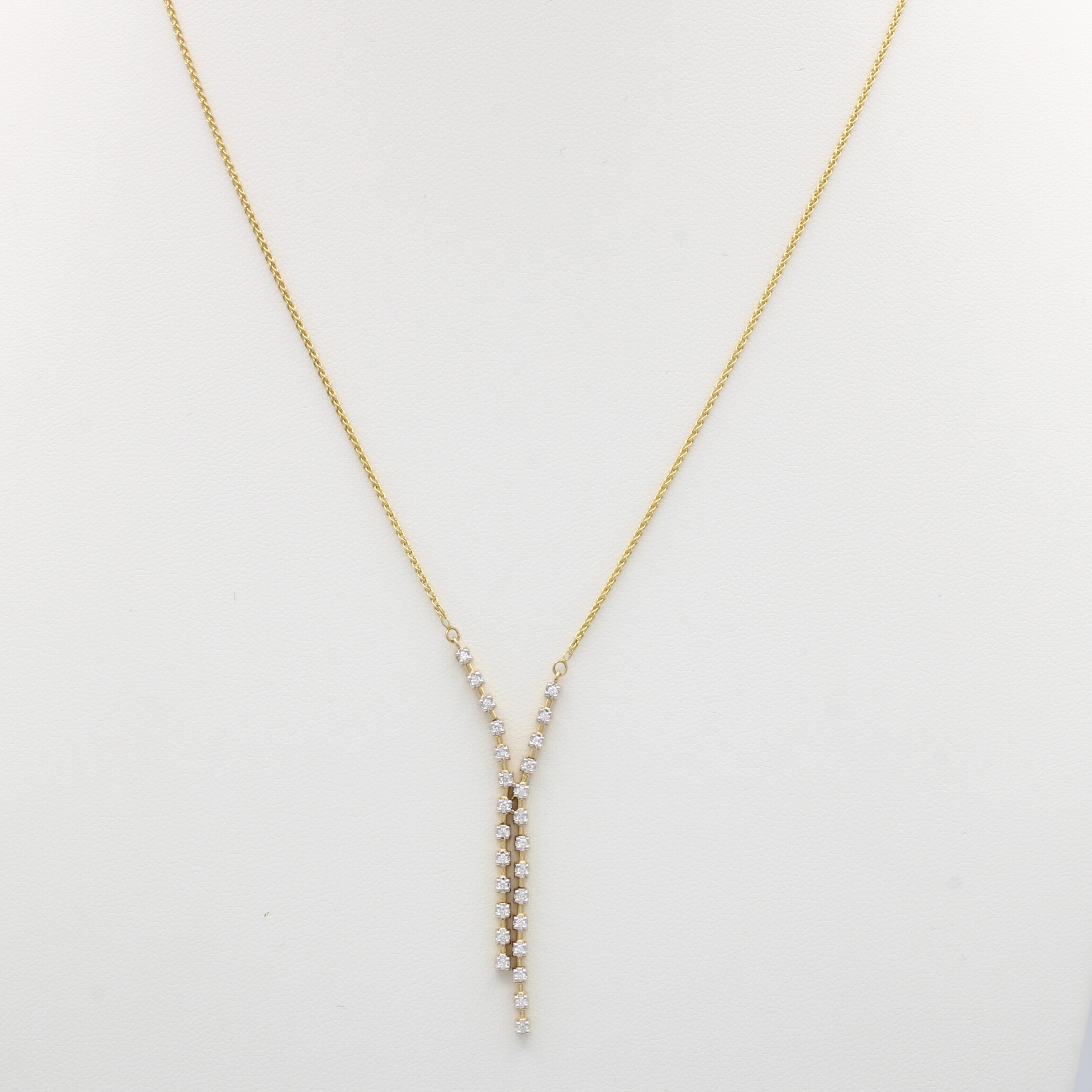 Image 27112141 - Y-Collier mit Brillanten, GG 585/000, 27 Brill. zus. ca. 0.20 ct Weiß/p, in L. ca. ...