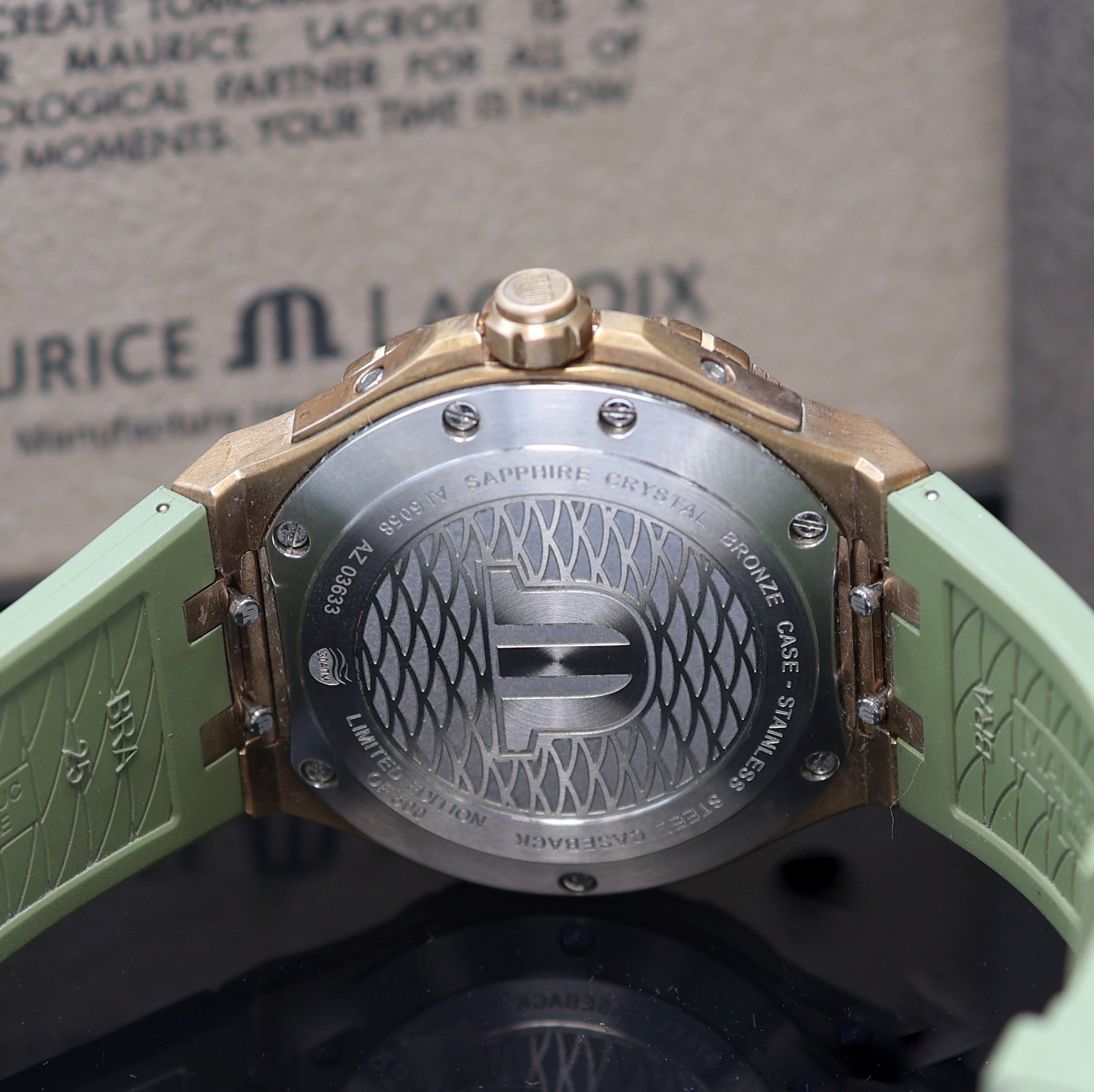 Detail d: MAURICE LACROIX Aikon auf 500 Stück limitierte Herrenarmbanduhr Referenz AI6058,Schweiz um 2020, Automatik, Bronze-Geh. inkl. orig. Kautschukband m. ...