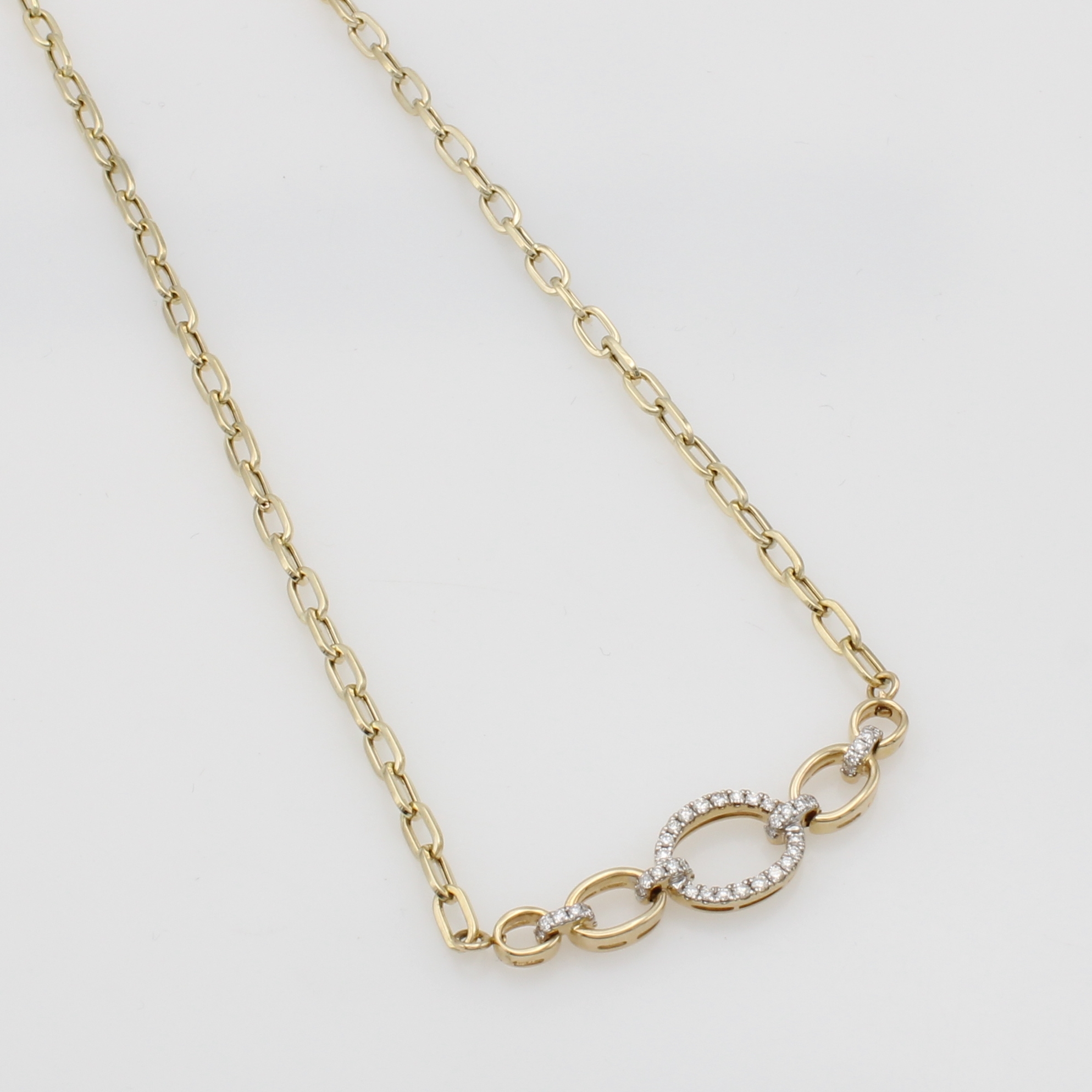 Image 27112146 - Gliederkette mit Brillanten, GG 585/000, Ankerkette, ovale Glieder z.T. bes. m. Brill. ...