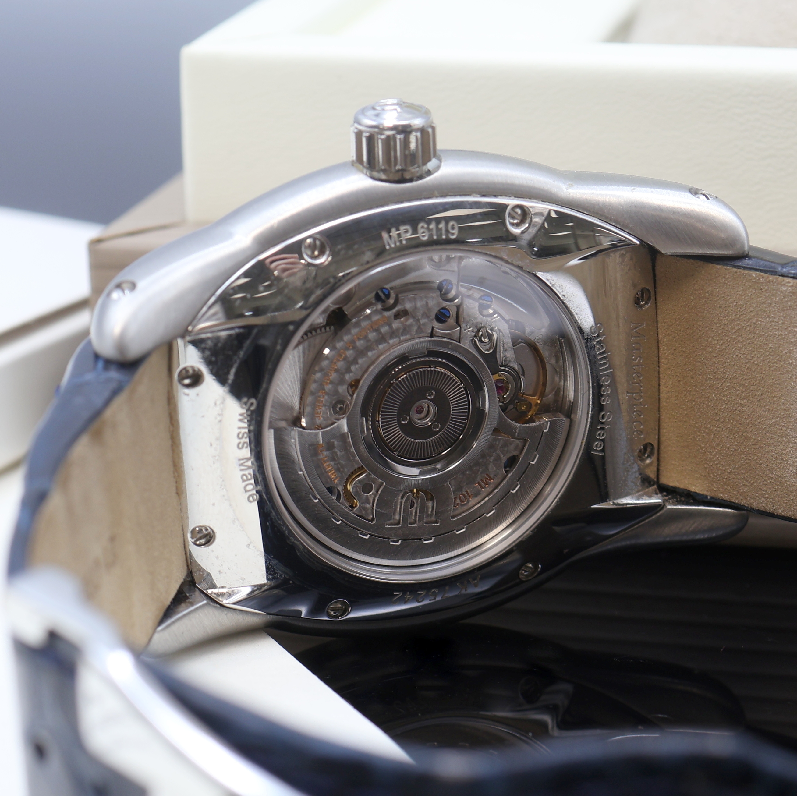 Detail d: MAURICE LACROIX Masterpiece Armbanduhr Jours Rétrogrades Tonneau Referenz MP6119, Automatik, Schweiz um 2010, beids. vergl. Edelstahlgeh. inkl. ...