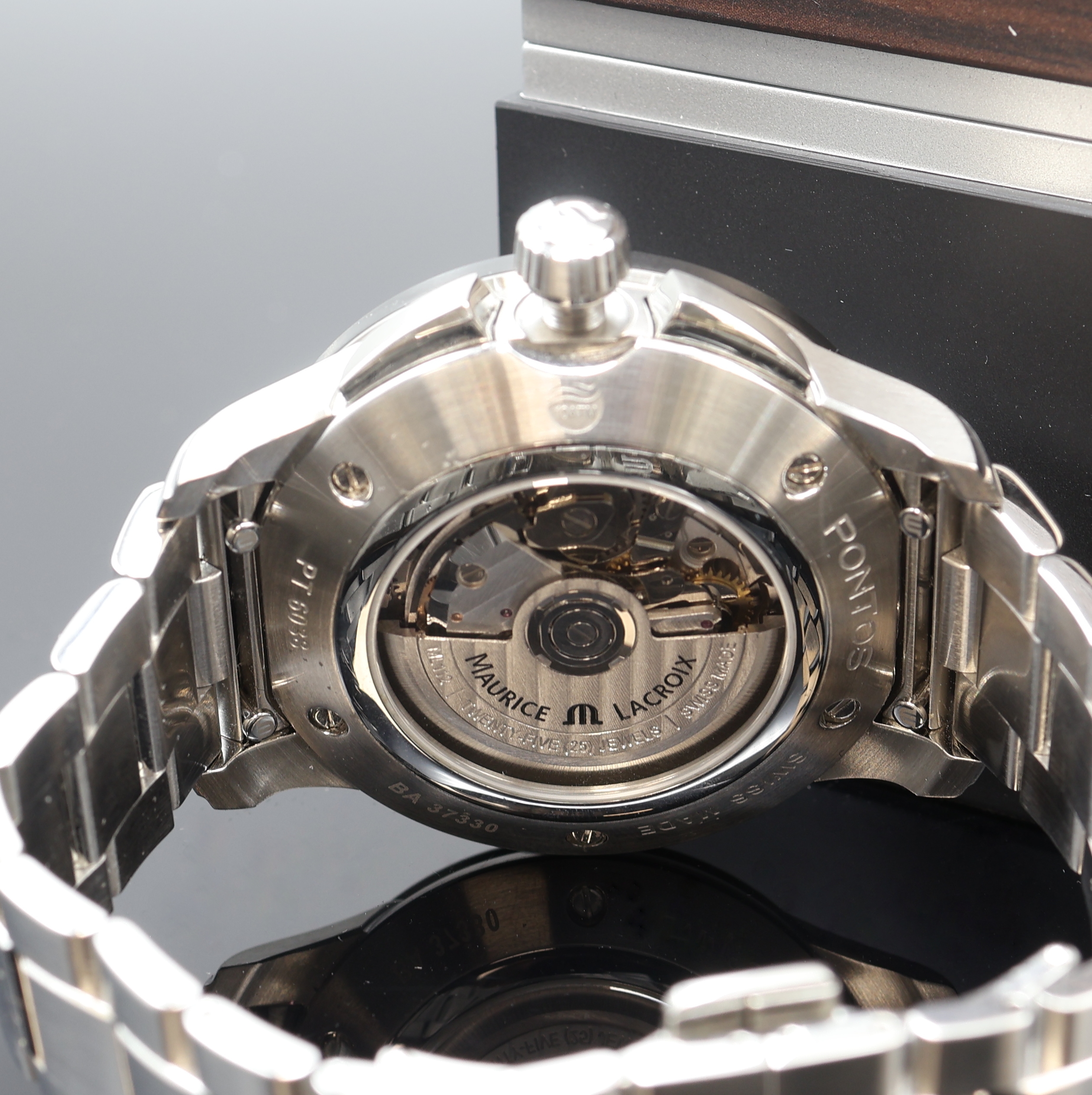 Detail d: MAURICE LACROIX Pontos Armbandchronograph Referenz PT6038, Automatik, Schweiz um 2022, beids. vergl. Edelstahlgeh. inkl. Gliederband m. dopp. ...