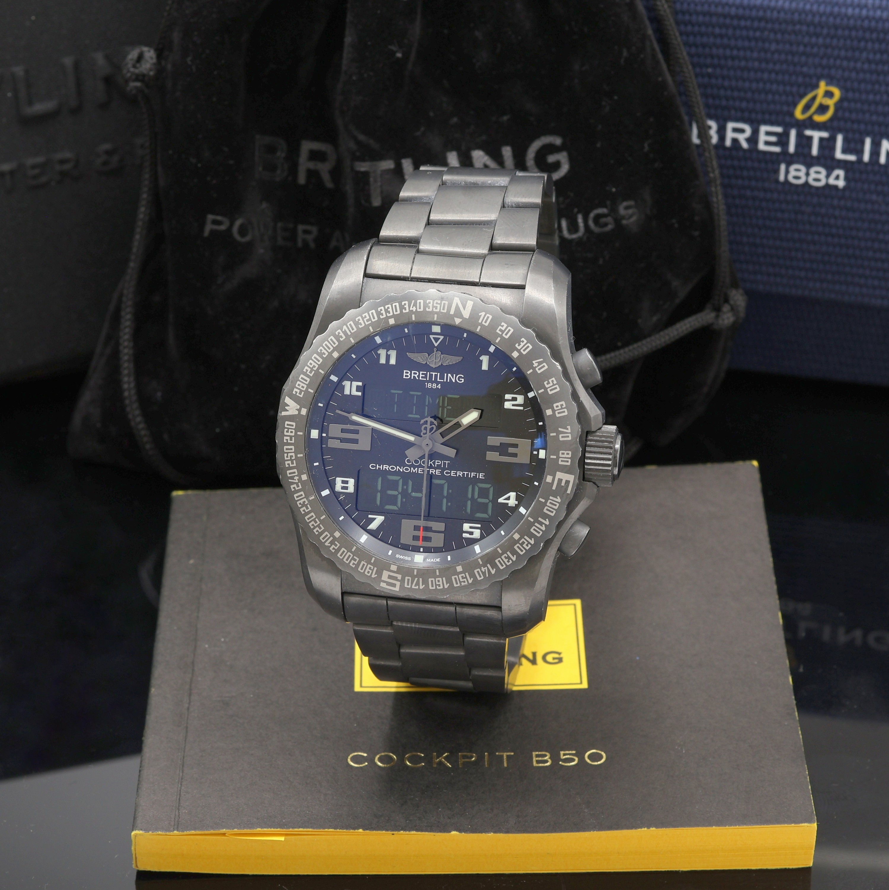 Image 27112172 - BREITLING Cockpit B50 Night Mission Multifunktionsuhr mit Chronograph Referenz VB5010, ...