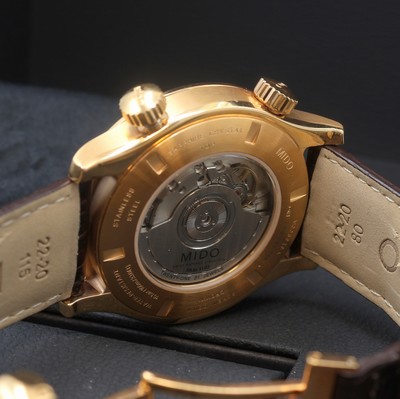 27112101e - MIDO Multifort GMT vergoldete Herrenarmbanduhr Referenz M005.929A, Schweiz um 2018, ...