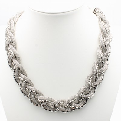 Image Geflochtenes Collier ´Milanaise´, z.T. rhod.Karabinerschl., in L. ca. 49-55 cm tragbar