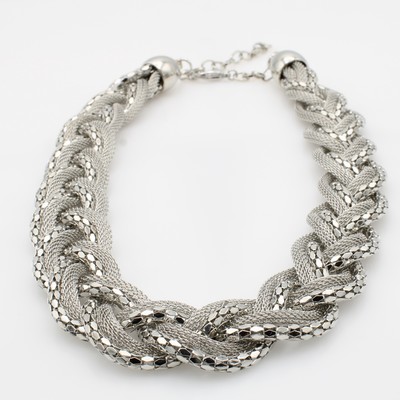 27112133a - Geflochtenes Collier ´Milanaise´, z.T. rhod.Karabinerschl., in L. ca. 49-55 cm tragbar