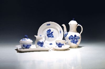 Image Kaffeeservice für 6 Personen, Blaue Blume, Royal Copenhagen, 1950/60er-Jahre, ...