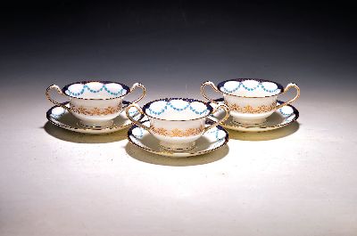 Image 12 place settings Ribbon and Roses, Wedgwood, London, around 1900, porcelain, colored ...