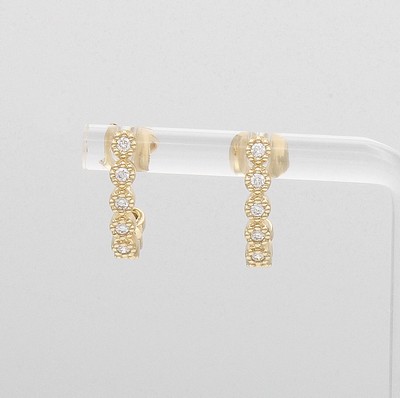 Image Paar Ohrstecker mit Brillanten, GG 585/000, Halbcreolen bes. m. insges. 16 Brill. zus. ...