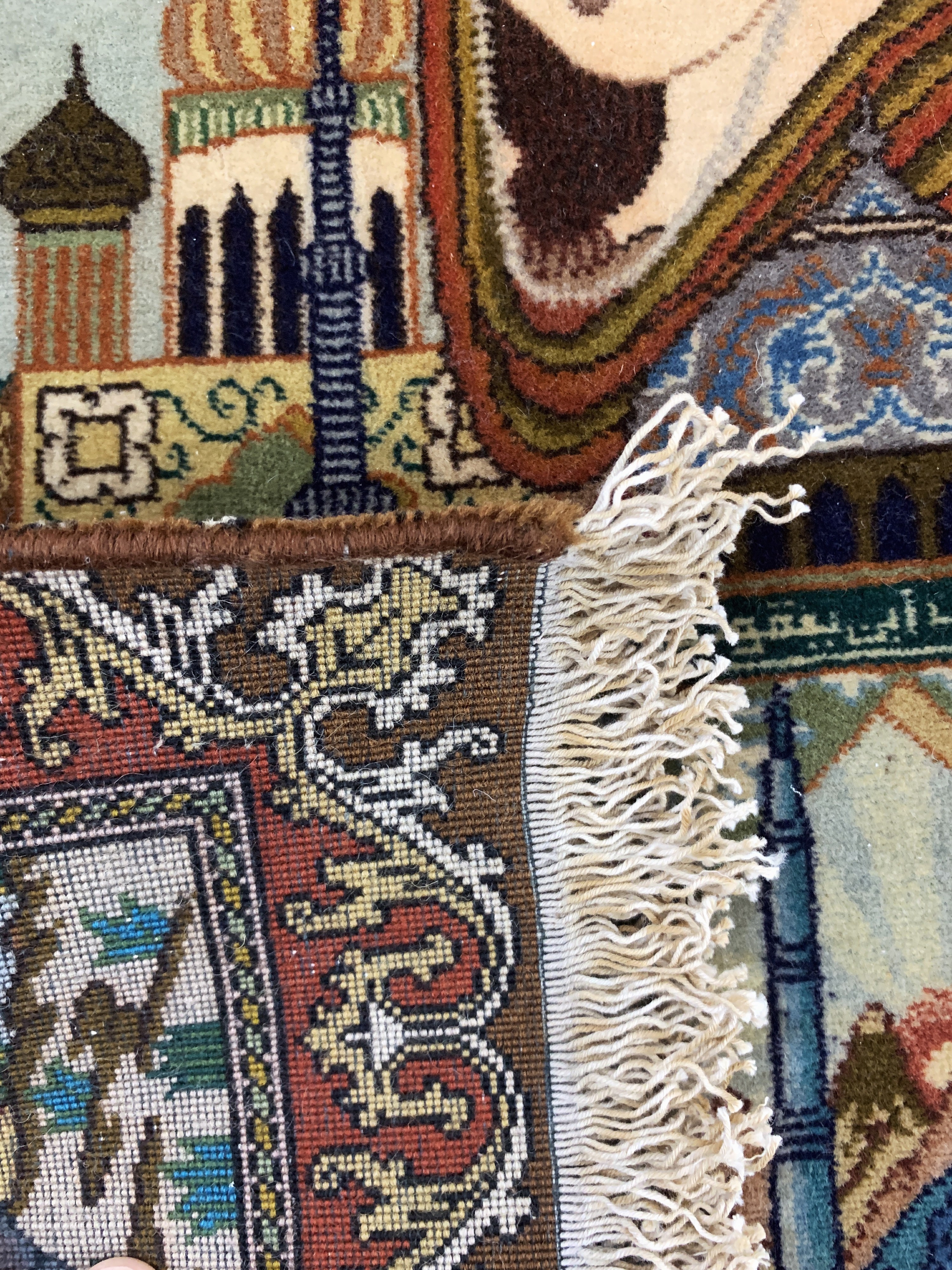 Detail d: Täbriz fein alt Persien, "Josef & Jakob", Anfang 20.Jhd, Wolle auf Baumwolle, ca. 62 x 50 cm, EHZ: 1-2