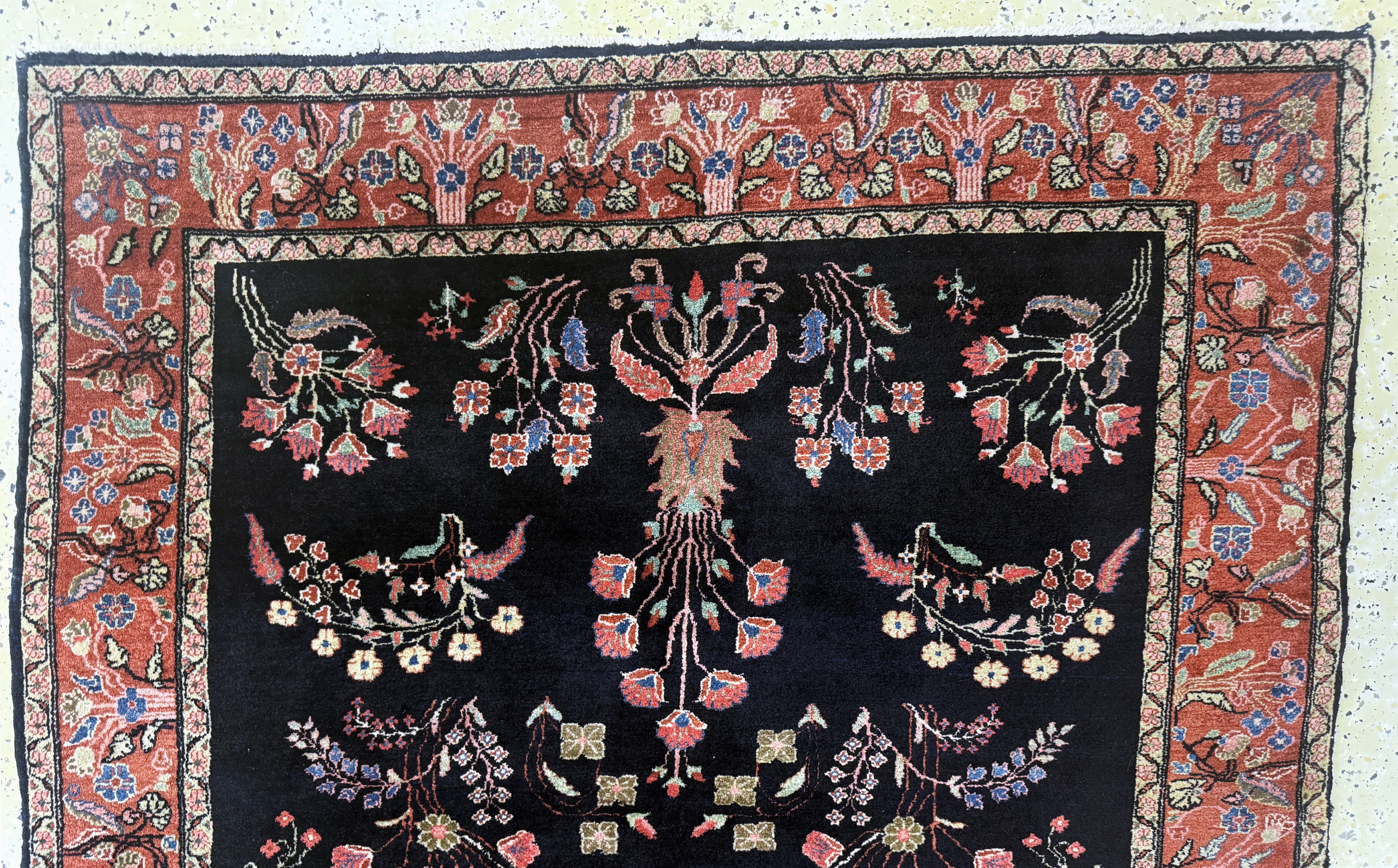 Detail a: Sarogh"Mohajeran"antik, Persien, um 1900, Korkwolle auf Baumwolle, ca. 200 x 130 cm, gereinigt, EHZ: 1-2(kleiner Restaurierung).