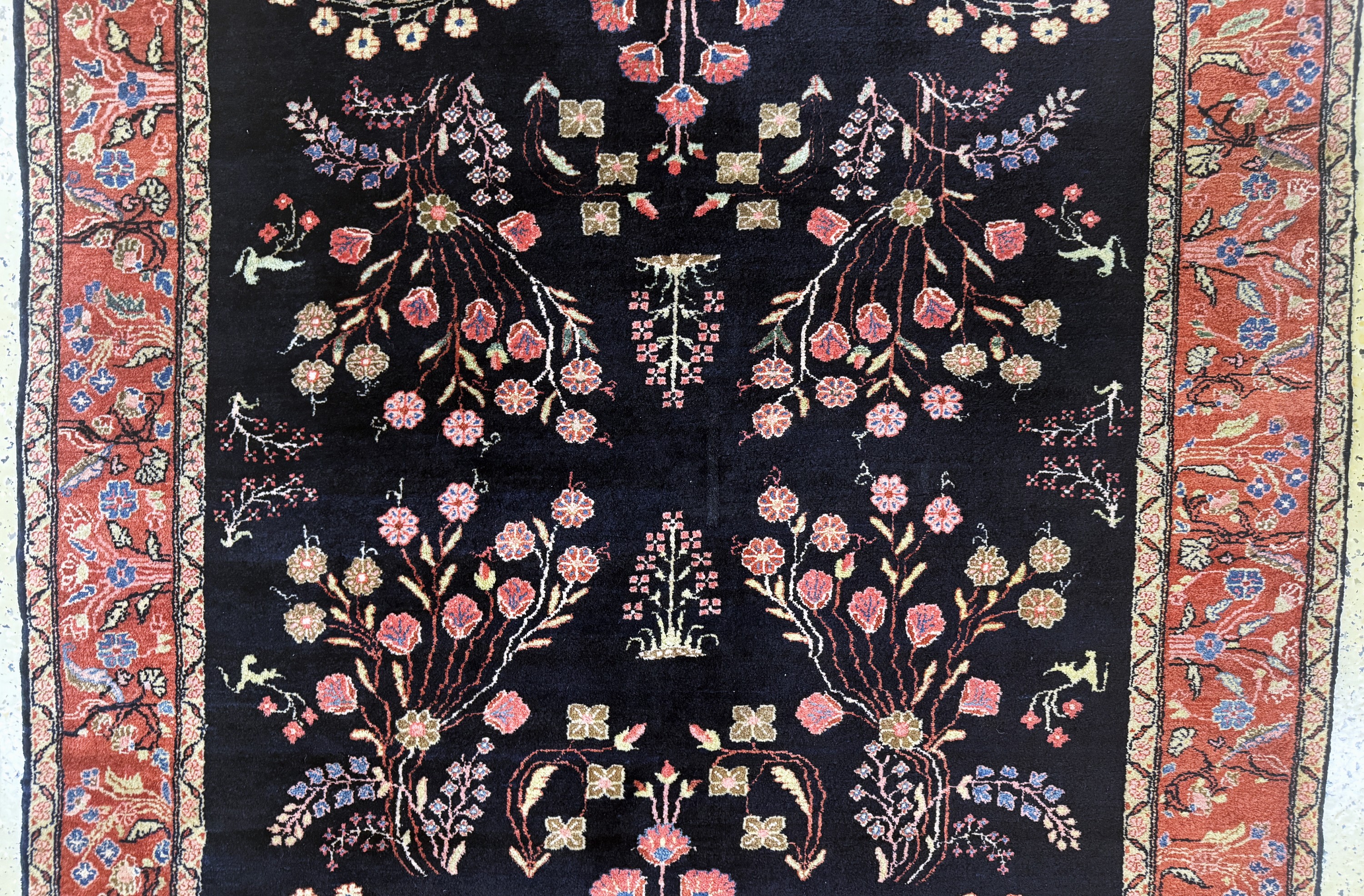 Detail b: Sarogh"Mohajeran"antik, Persien, um 1900, Korkwolle auf Baumwolle, ca. 200 x 130 cm, gereinigt, EHZ: 1-2(kleiner Restaurierung).
