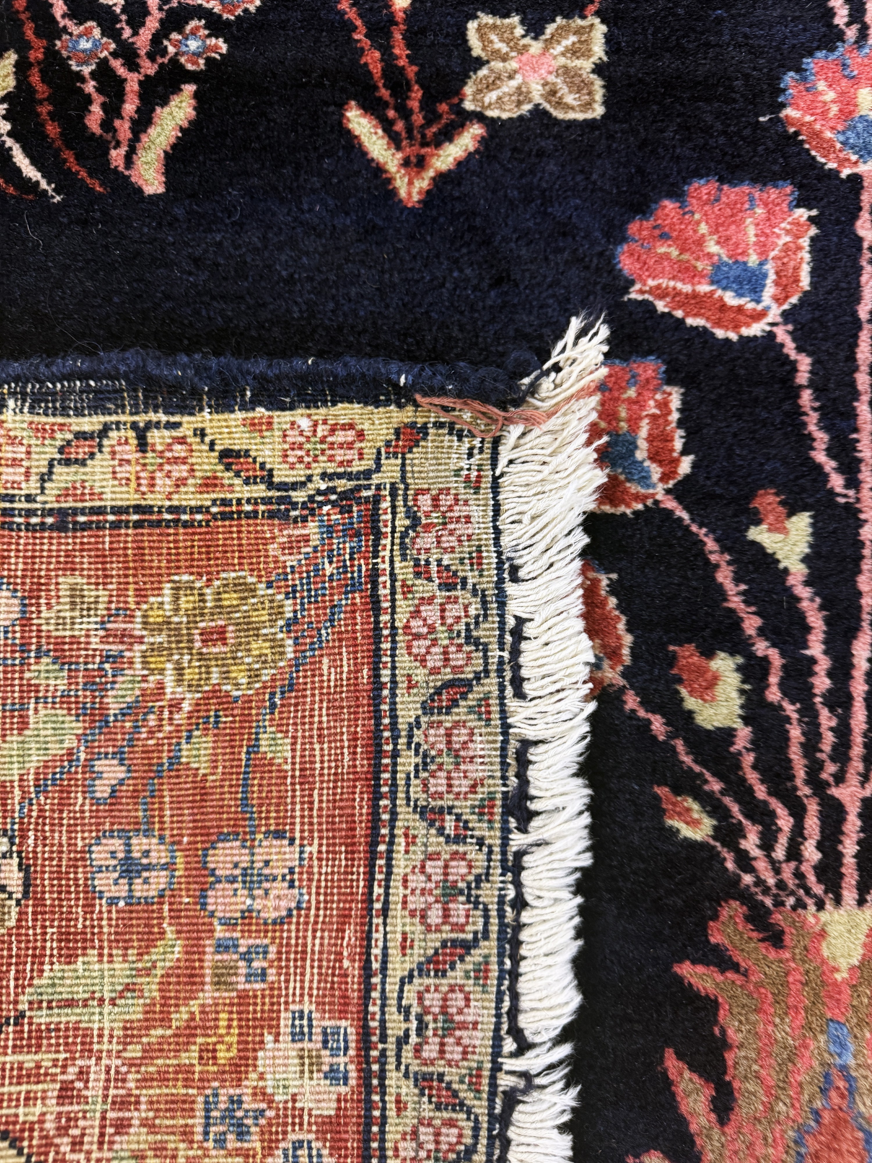 Detail h: Sarogh"Mohajeran"antik, Persien, um 1900, Korkwolle auf Baumwolle, ca. 200 x 130 cm, gereinigt, EHZ: 1-2(kleiner Restaurierung).