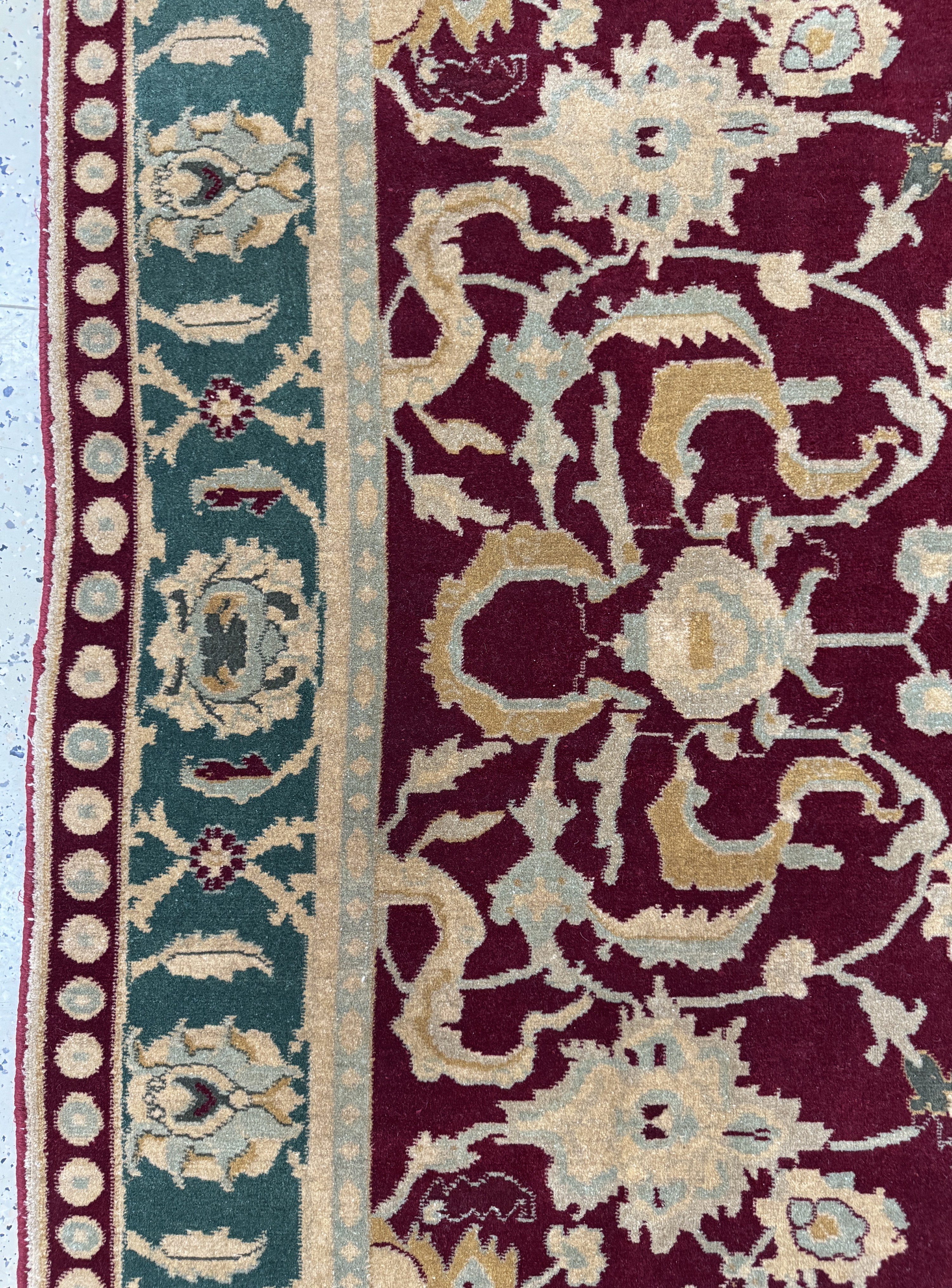 Detail d: Antiker Agra, Indien, um 1900, Wolle auf Baumwolle, ca. 270 x 180 cm, gereinigt, EHZ: 1-2