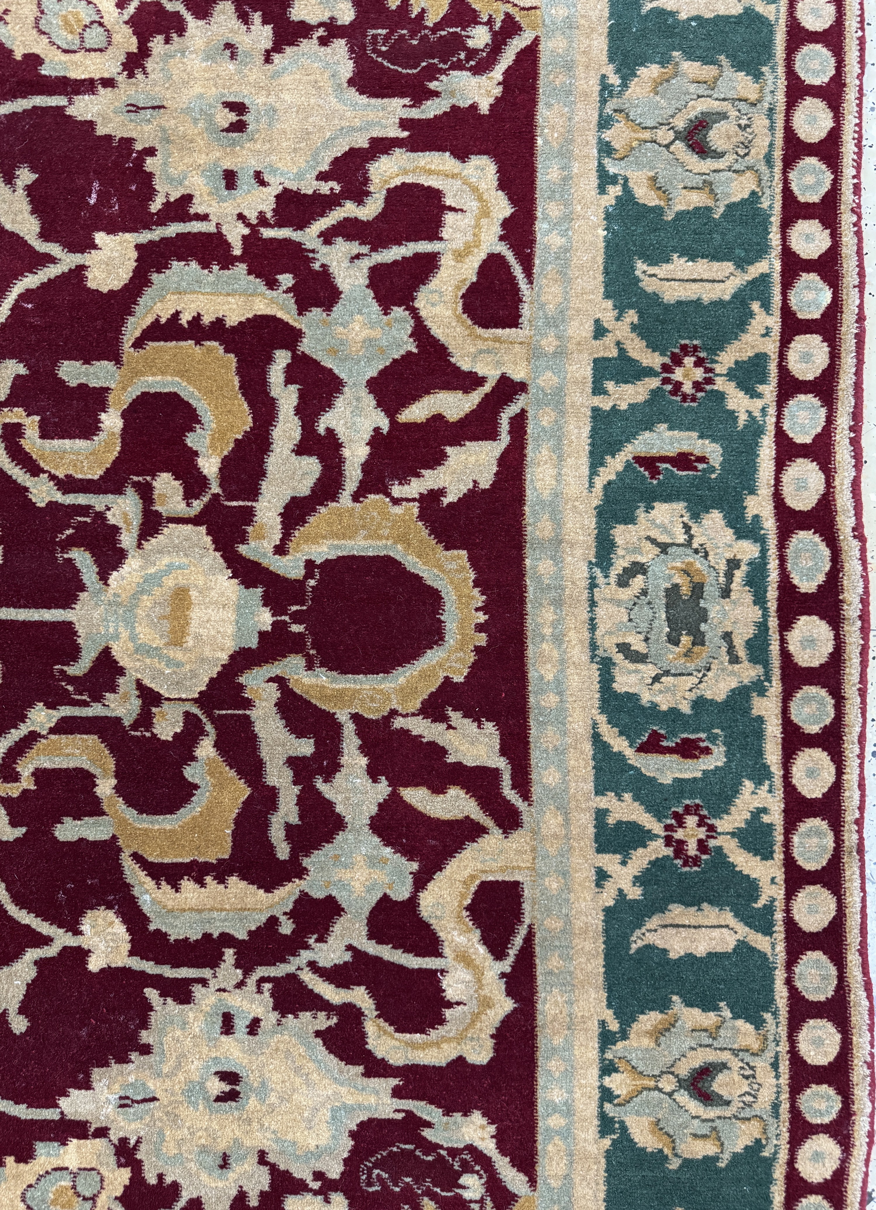 Detail e: Antiker Agra, Indien, um 1900, Wolle auf Baumwolle, ca. 270 x 180 cm, gereinigt, EHZ: 1-2