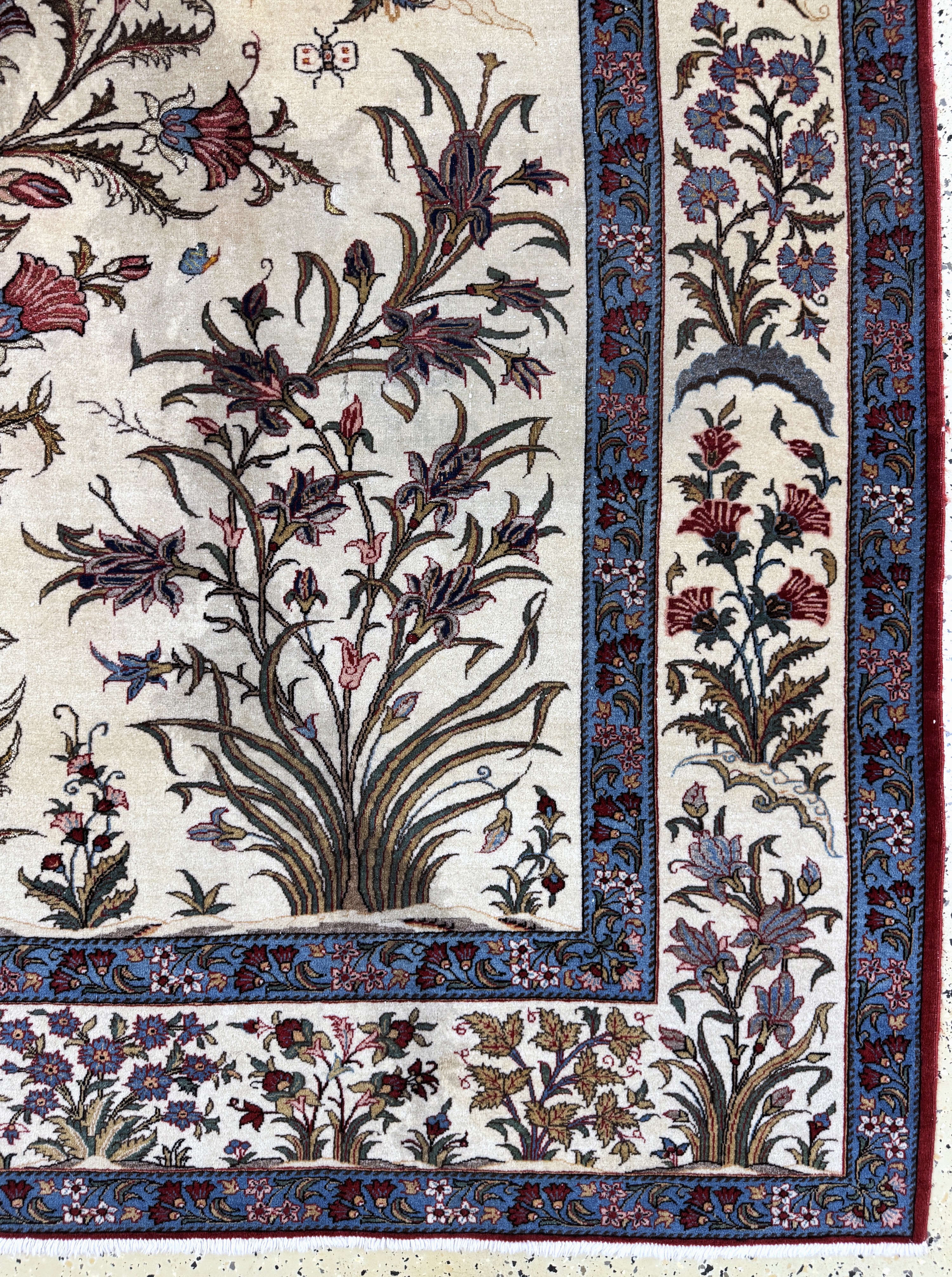 Detail a: Ghom Kork fein, Persien, Anfang 20.Jhd, Korkwolle auf Baumwolle, ca. 310 x 225 cm, EHZ: 1-2(Fleckig)