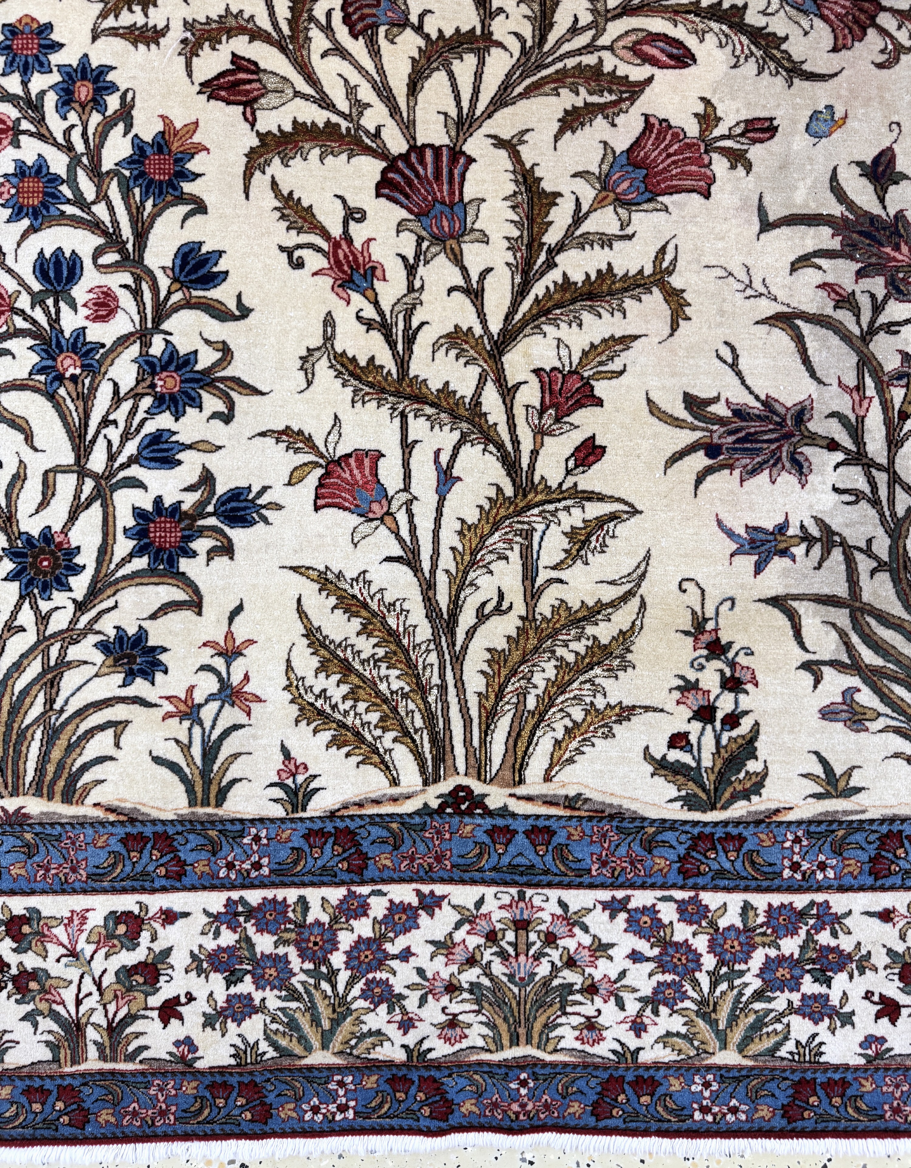 Detail b: Ghom Kork fein, Persien, Anfang 20.Jhd, Korkwolle auf Baumwolle, ca. 310 x 225 cm, EHZ: 1-2(Fleckig)