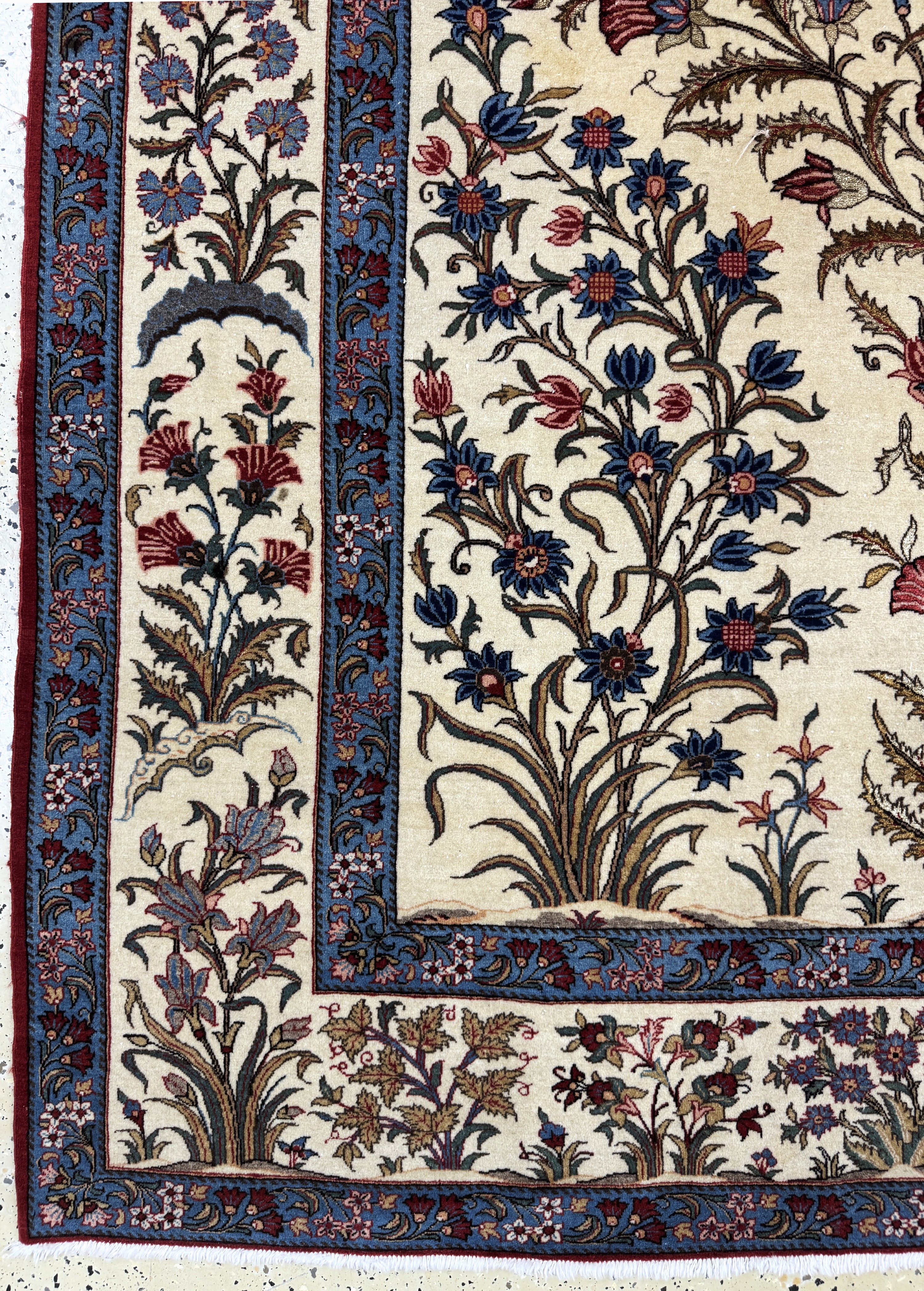 Detail c: Ghom Kork fein, Persien, Anfang 20.Jhd, Korkwolle auf Baumwolle, ca. 310 x 225 cm, EHZ: 1-2(Fleckig)
