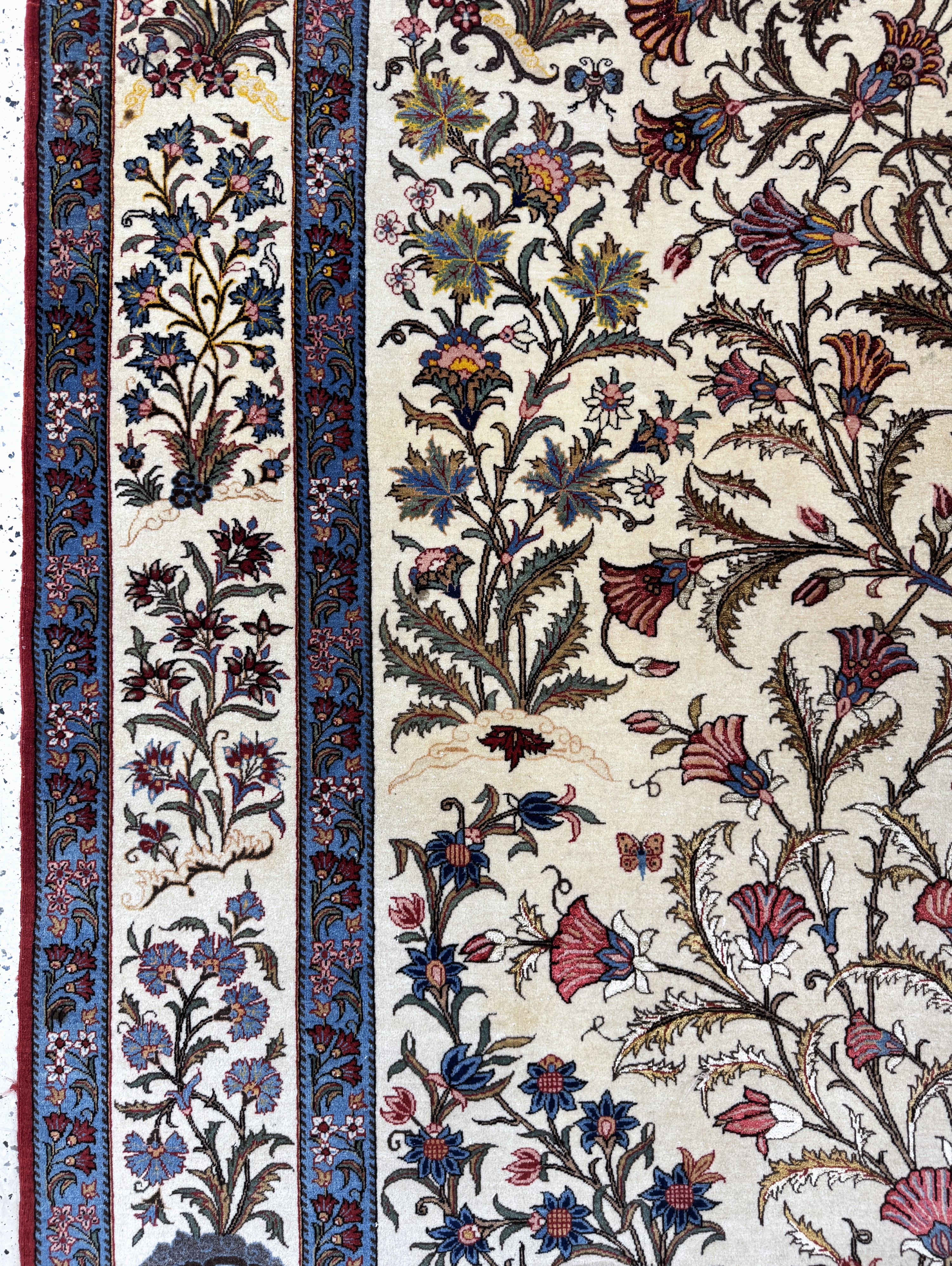Detail d: Ghom Kork fein, Persien, Anfang 20.Jhd, Korkwolle auf Baumwolle, ca. 310 x 225 cm, EHZ: 1-2(Fleckig)