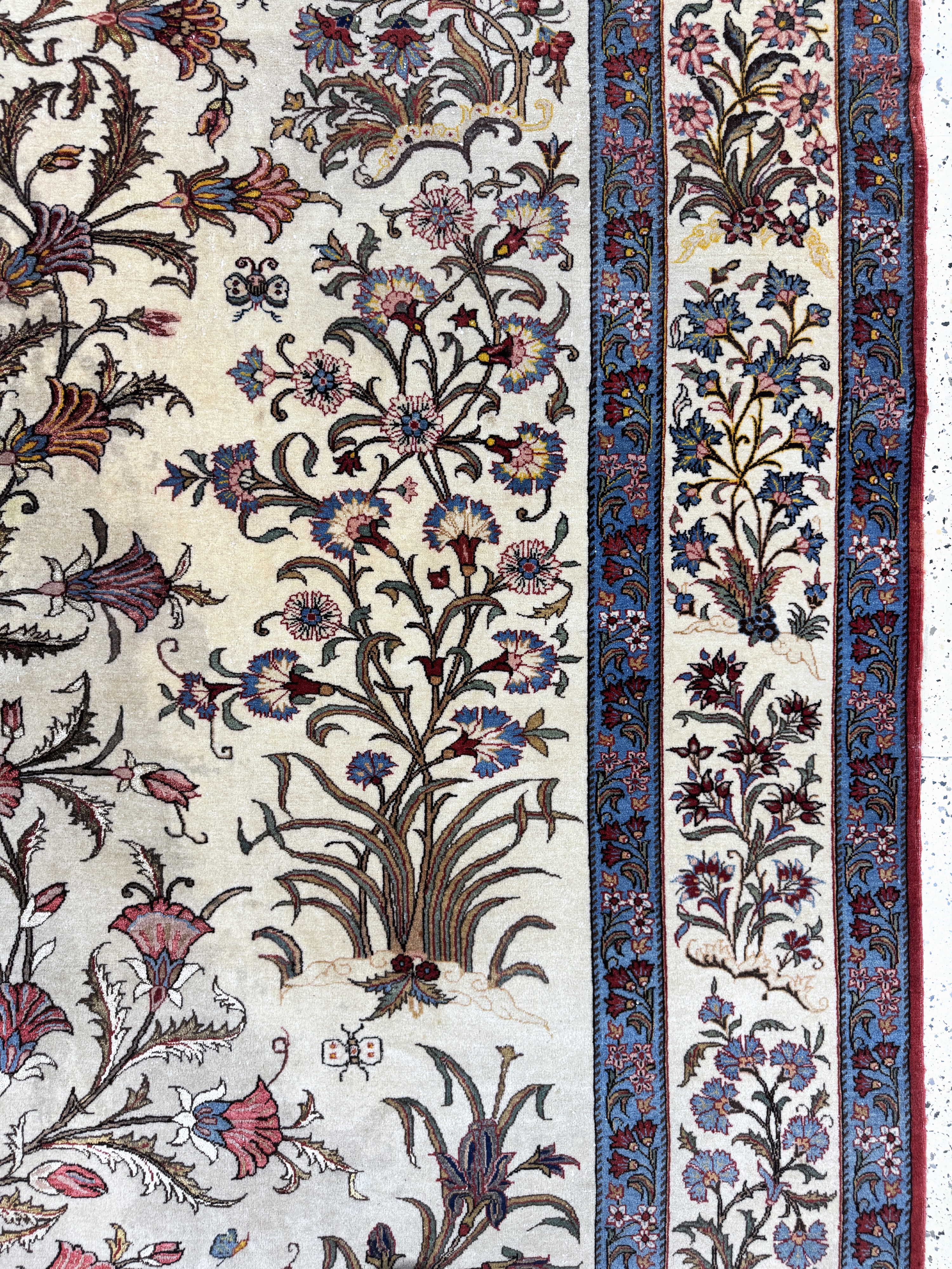 Detail e: Ghom Kork fein, Persien, Anfang 20.Jhd, Korkwolle auf Baumwolle, ca. 310 x 225 cm, EHZ: 1-2(Fleckig)