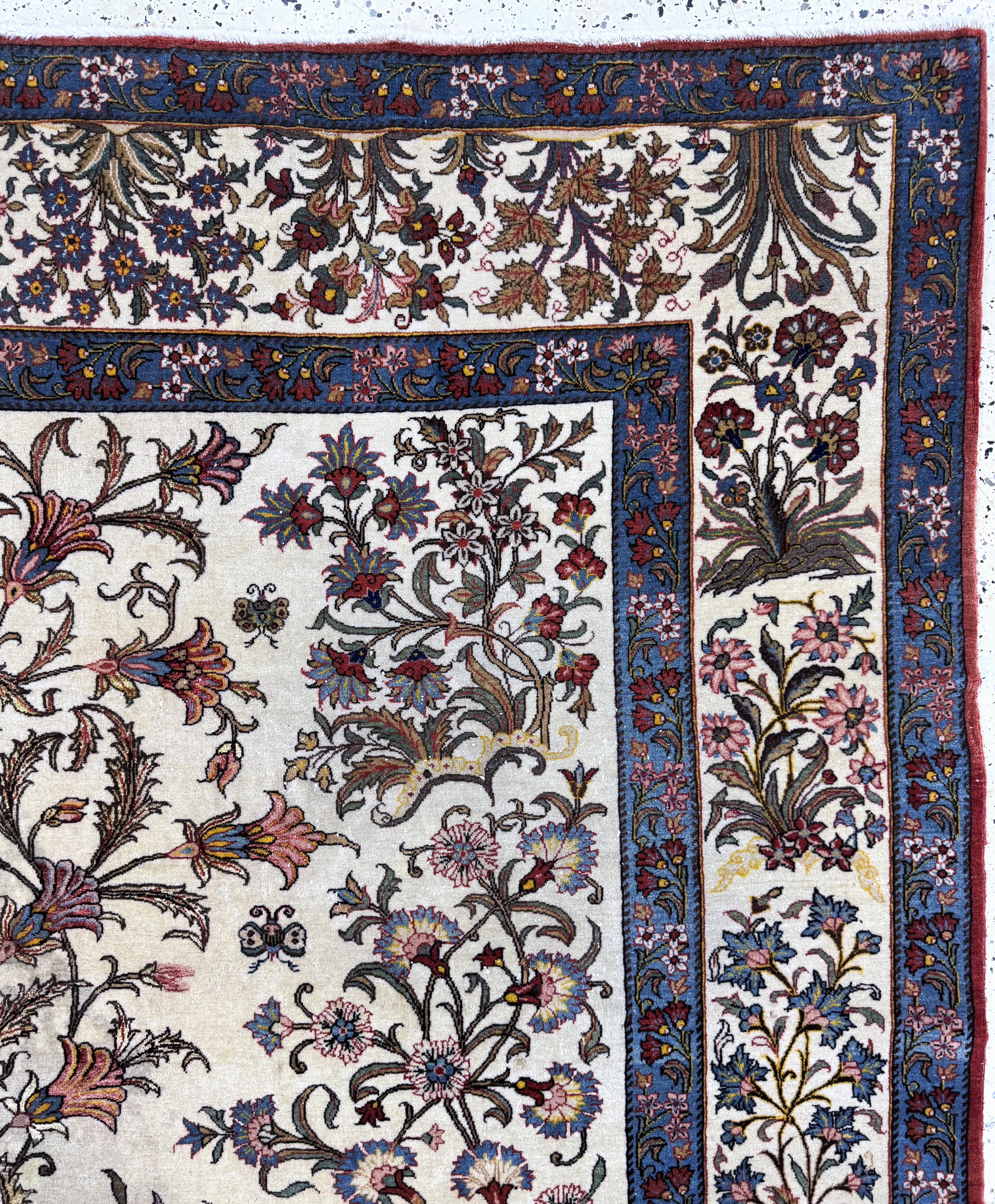 Detail g: Ghom Kork fein, Persien, Anfang 20.Jhd, Korkwolle auf Baumwolle, ca. 310 x 225 cm, EHZ: 1-2(Fleckig)