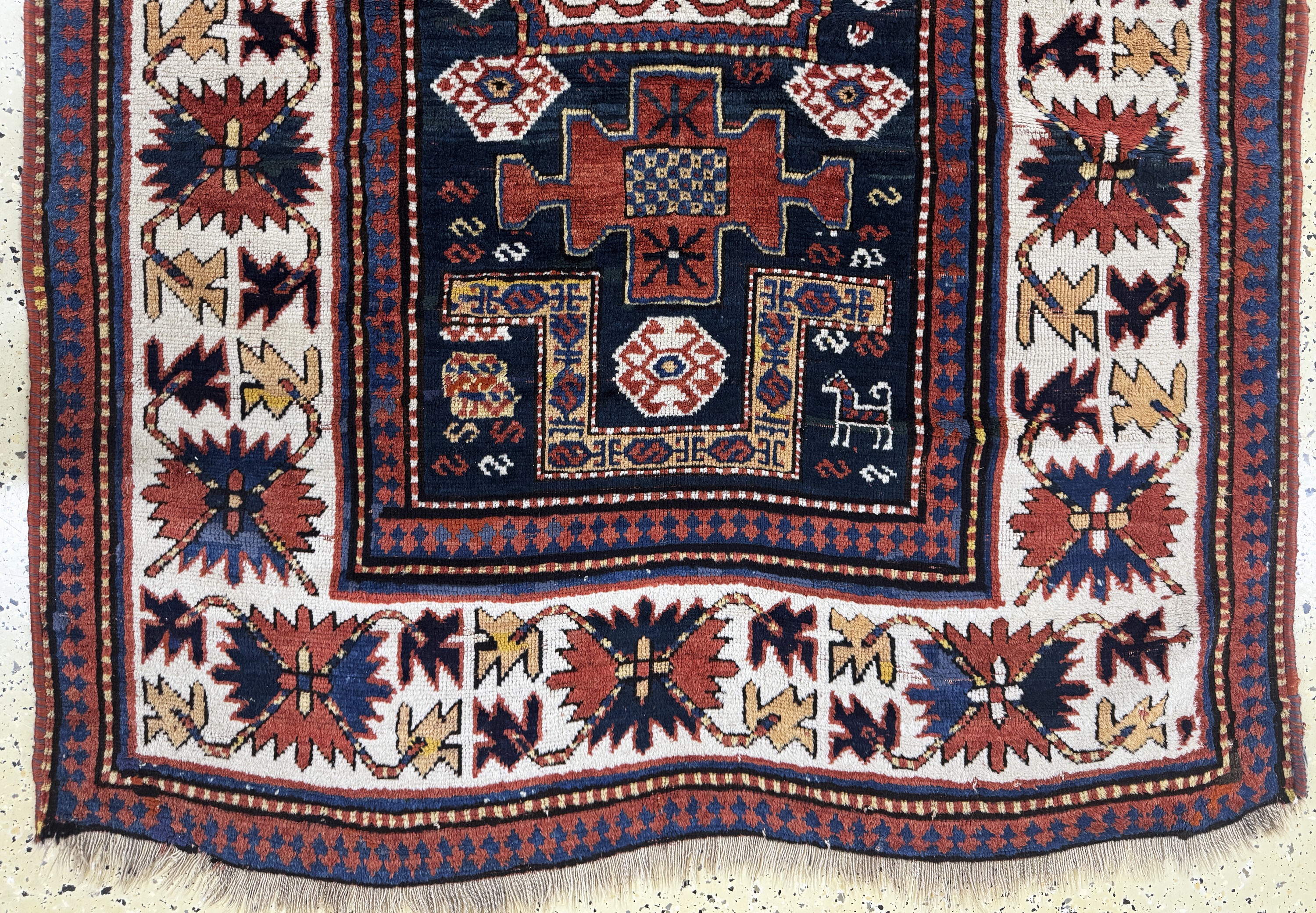 Detail c: "Karachoph-Kazak"antik, Kaukasus, 19.Jhd, Wolle auf Wolle, ca. 230 x 133 cm, verkürzt, EHZ: 3