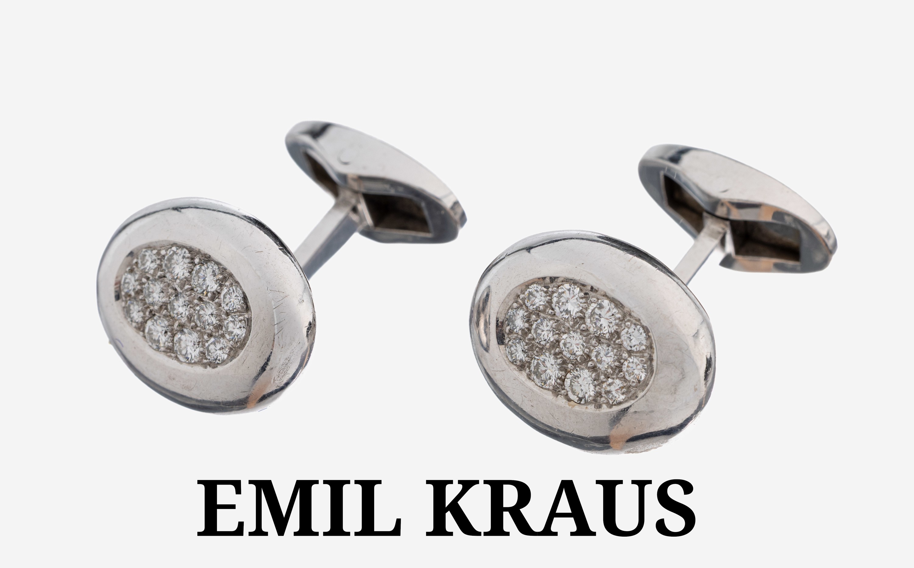 Image 27112248 - Paar 18 kt Gold EMIL KRAUS Brillant- Manschettenknöpfe, WG 750/000, qualitätvolle ...
