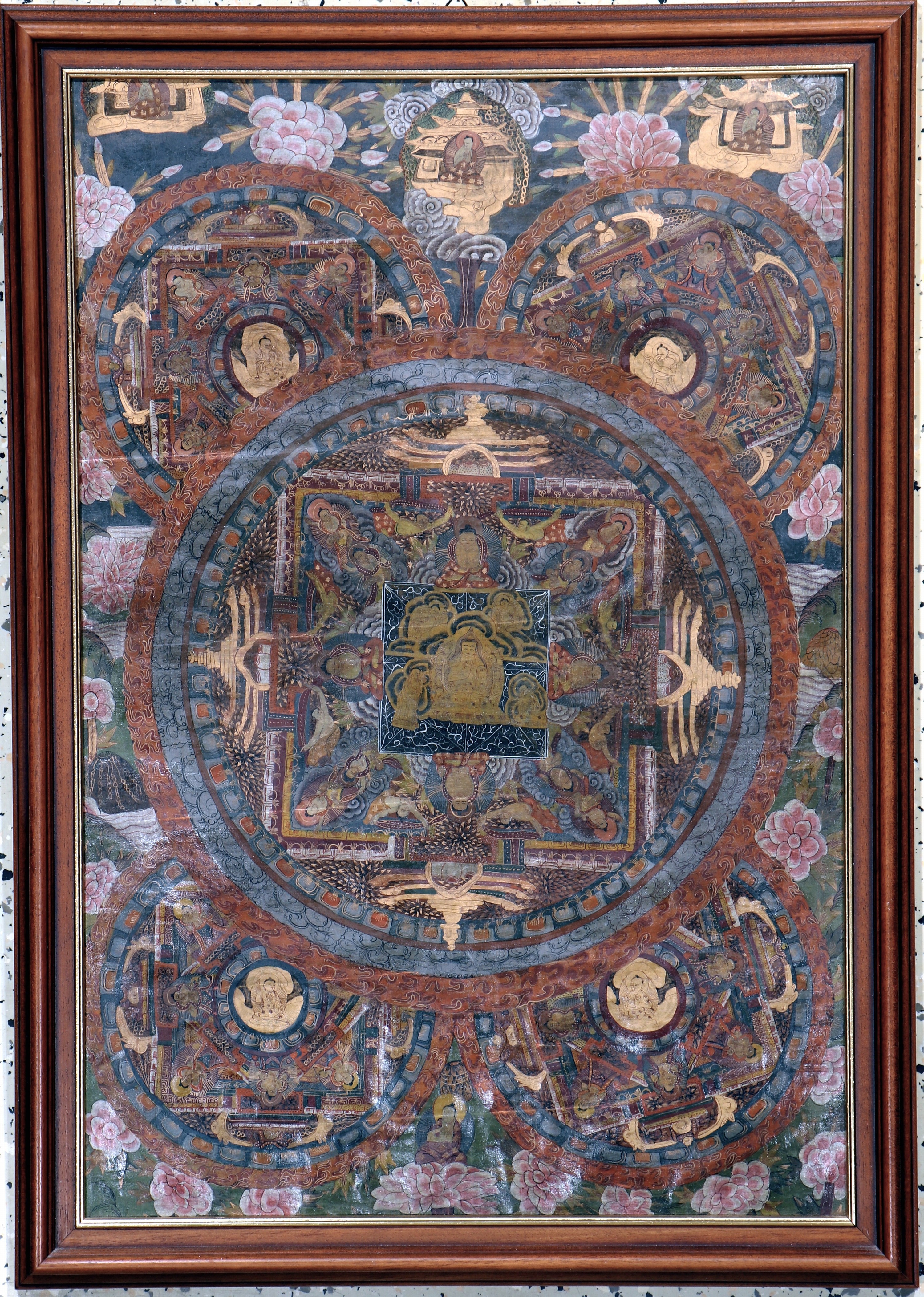 Image 27112249 - Thangka alt, Tibet, Ende 20.Jhd, Papiermalerei, ca. 88 x 63 cm, EHZ: 1-2, (gerahmt) ...