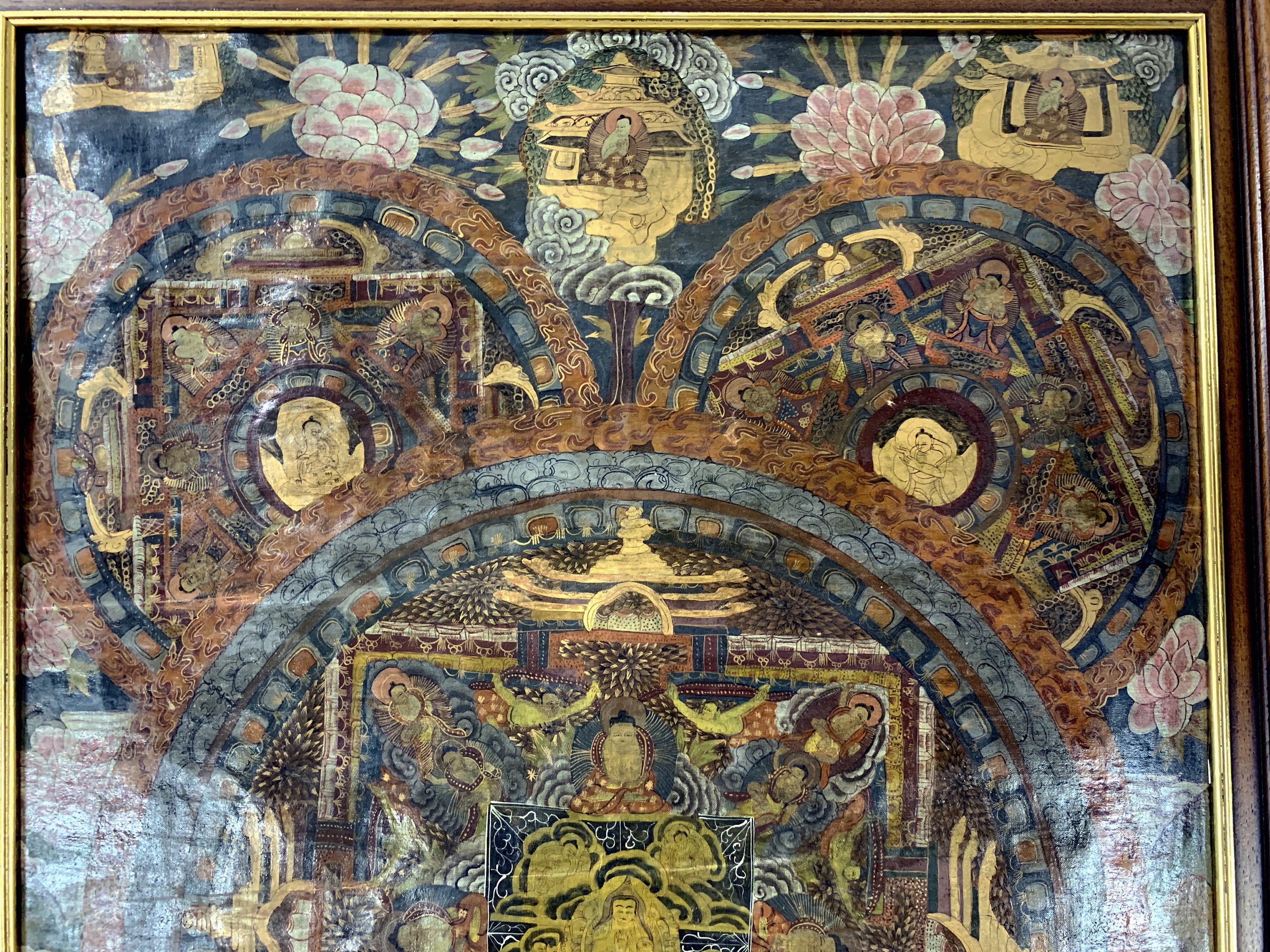 Detail a: Thangka alt, Tibet, Ende 20.Jhd, Papiermalerei, ca. 88 x 63 cm, EHZ: 1-2, (gerahmt)
