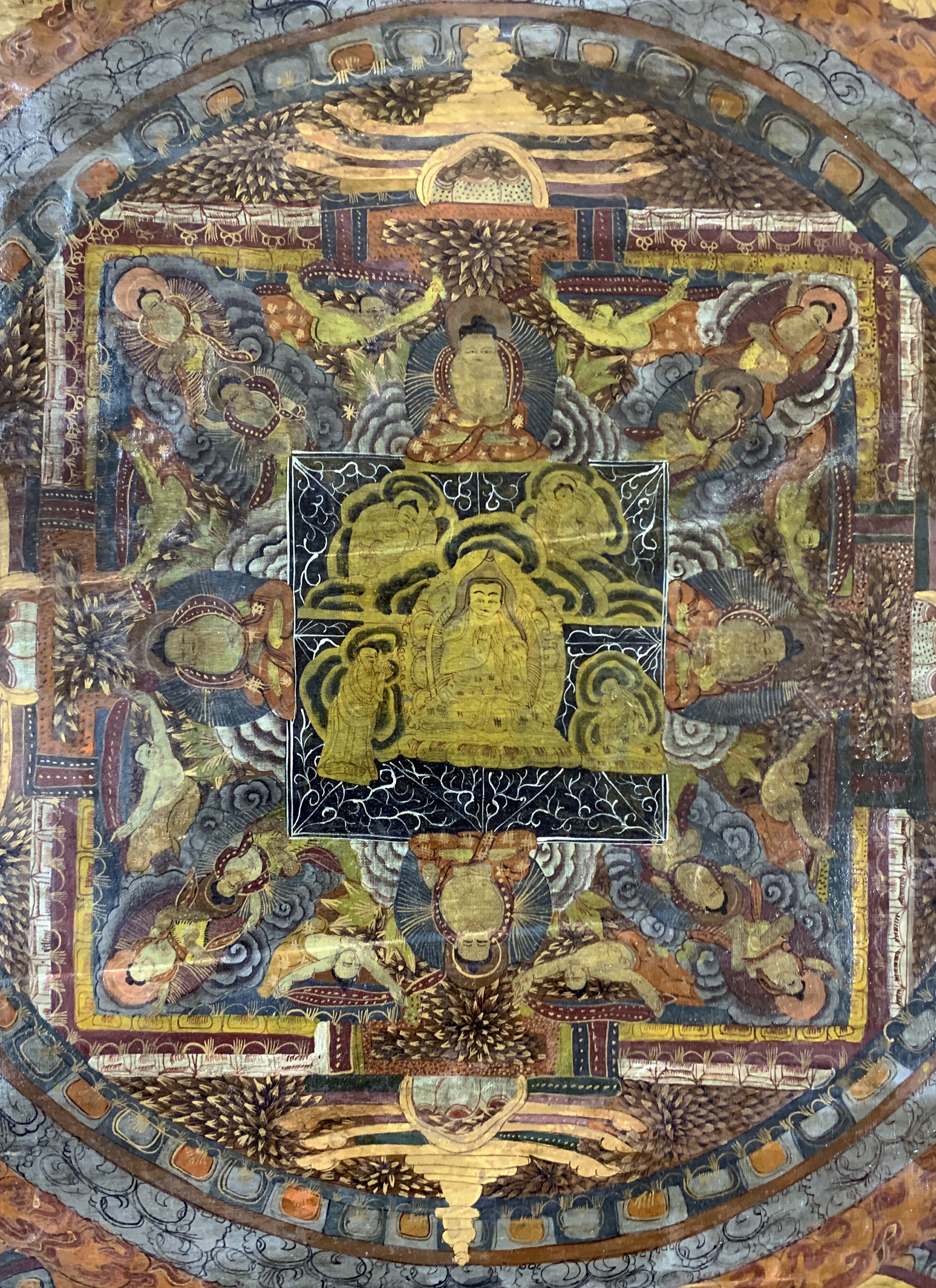 Detail c: Thangka alt, Tibet, Ende 20.Jhd, Papiermalerei, ca. 88 x 63 cm, EHZ: 1-2, (gerahmt)