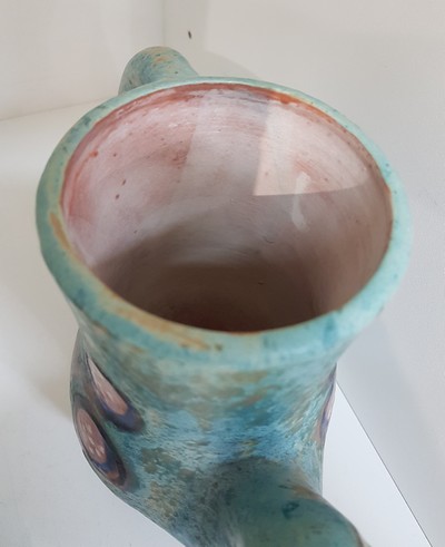 27112214e - 3 Vasen von Eva Fritz-Lindner (1933-2017), Karlsruher Majolika, 2x blau glasiert mit ...