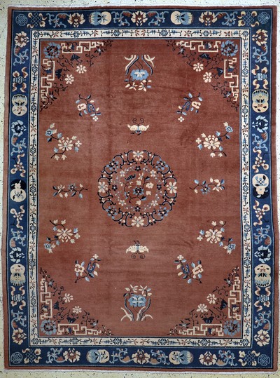 Image Peking antique, China, around 1900, wool on cotton, approx. 295 x 220 cm, slight moth ...