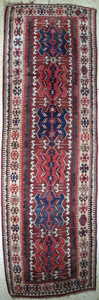 Image Antique Kilim, Caucasus, 19th century, wool onwool, approx. 420 x 135 cm, condition: 2, ...